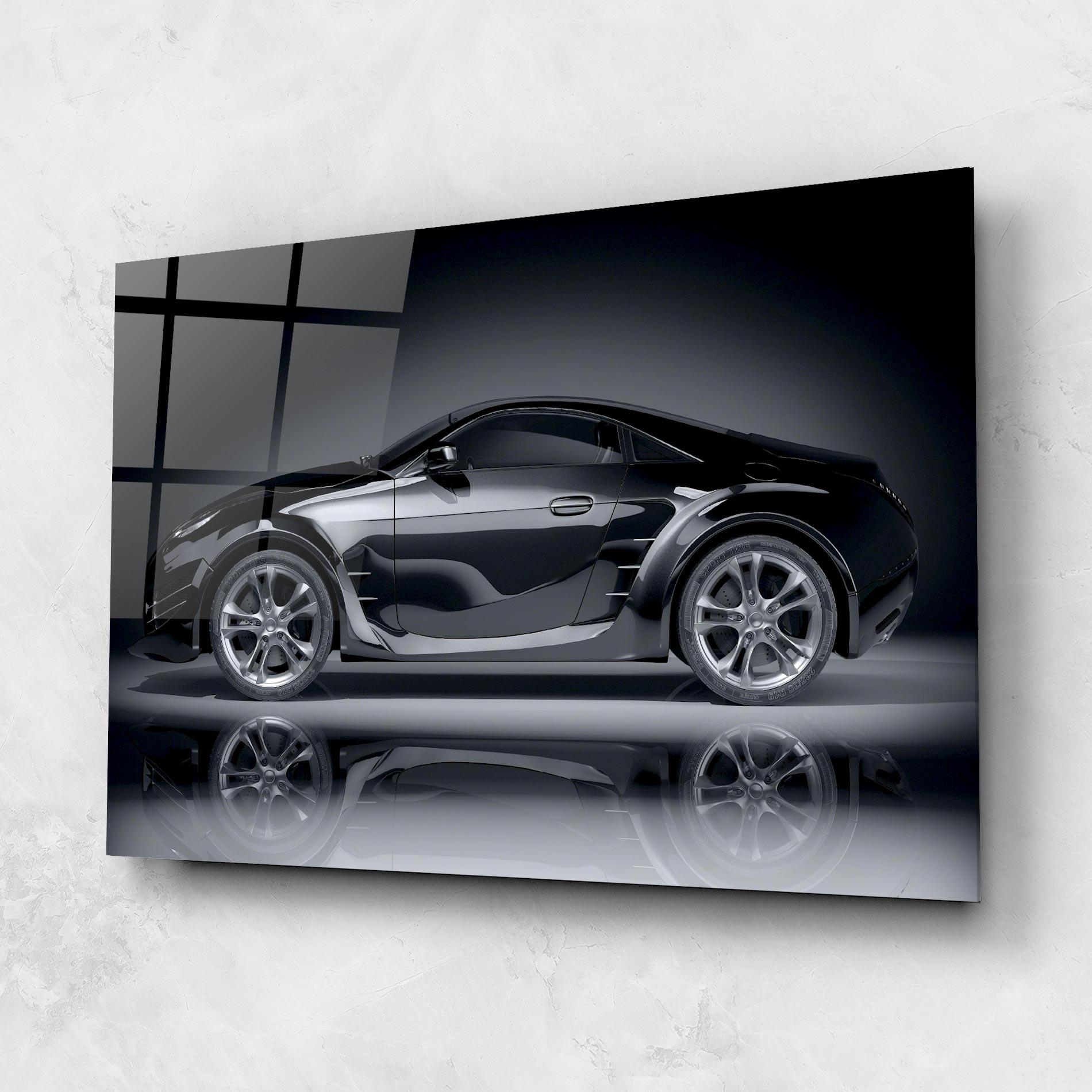 Glasbild Black Shadow Car mockup 1