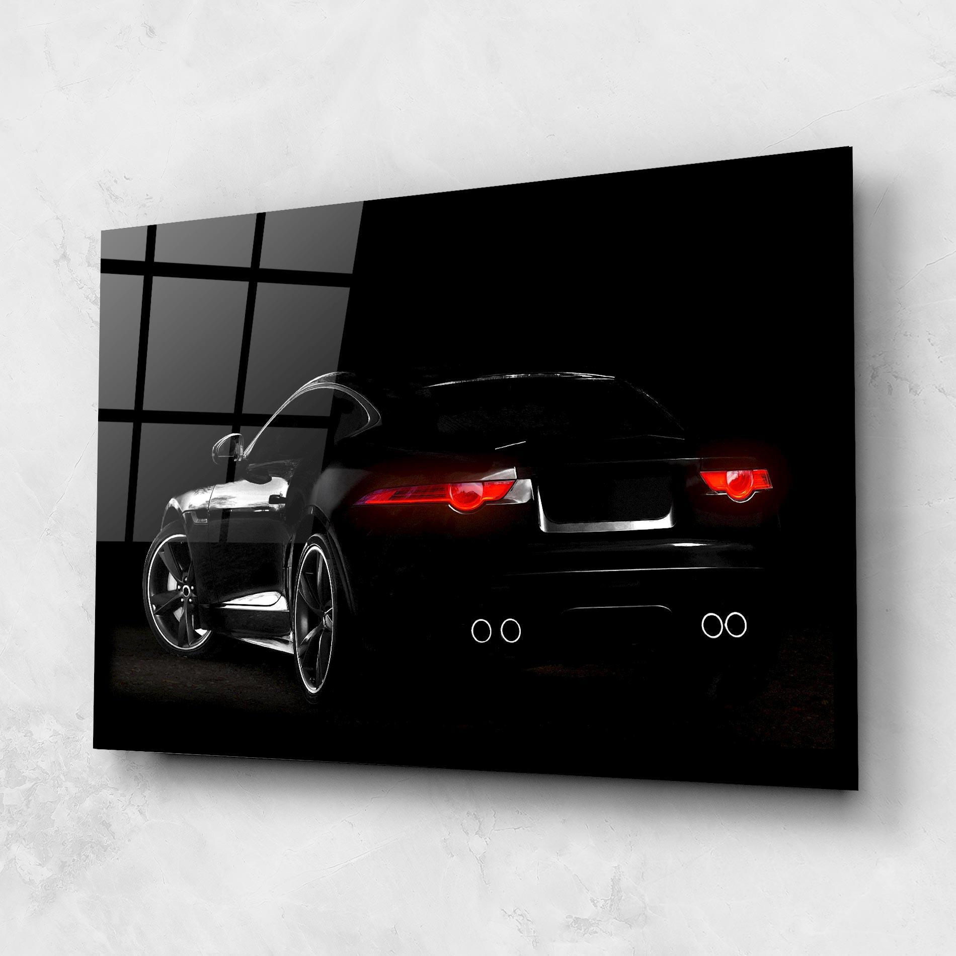 Glasbild Black Silhouette Car mockup 1
