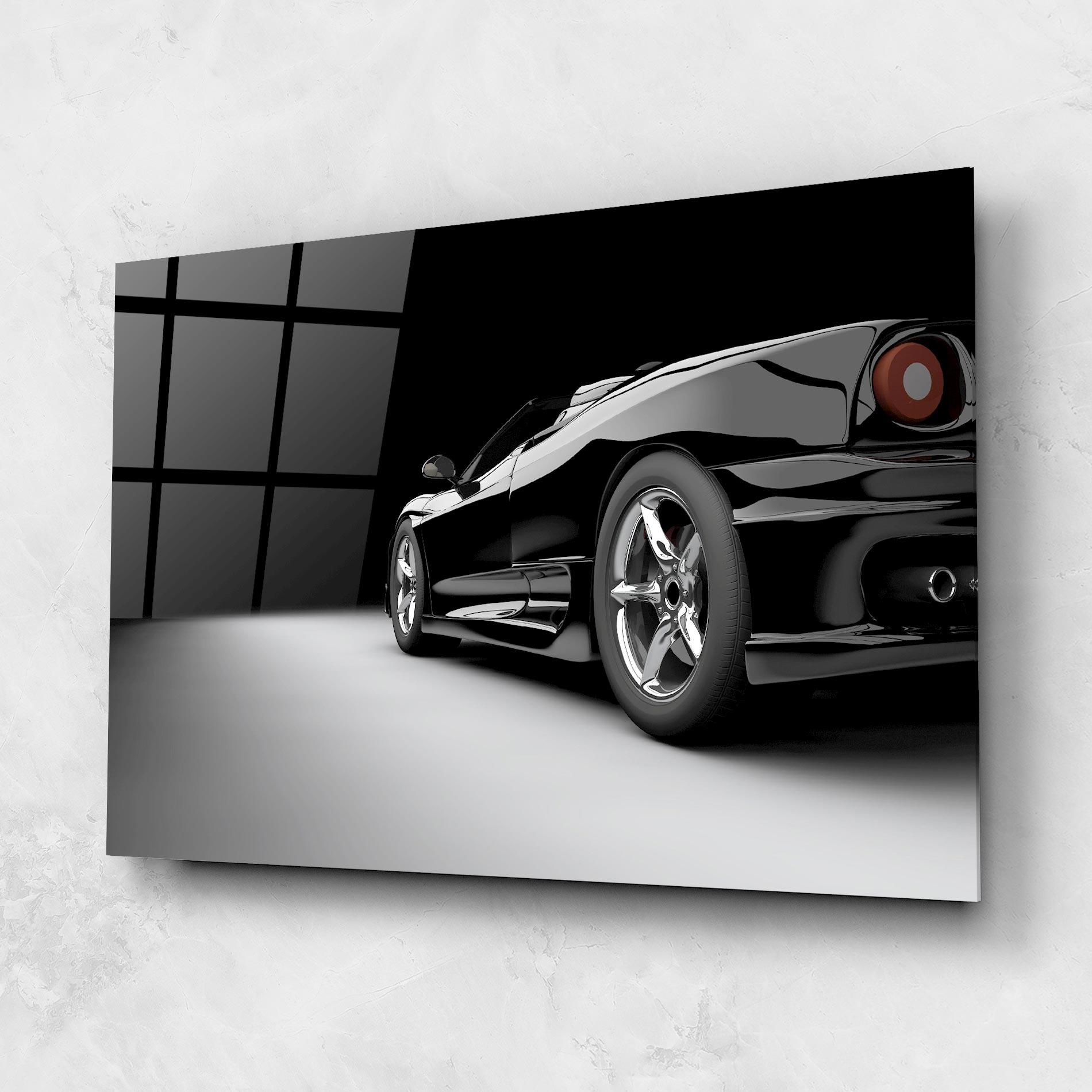 Glasbild Black Sport Car mockup 1