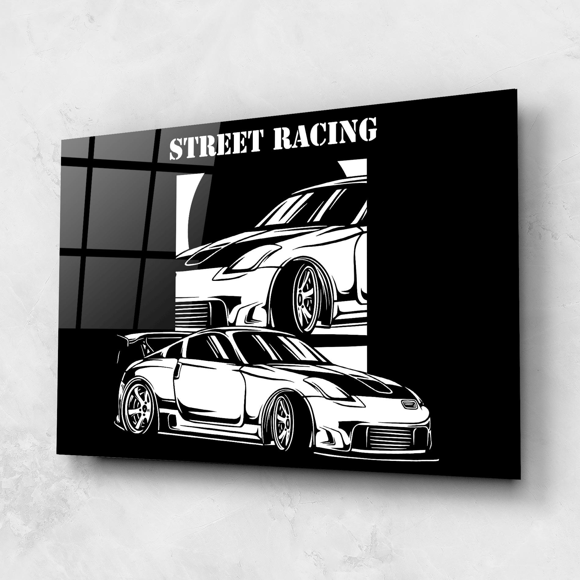 Glasbild Car Street Racing mockup 1