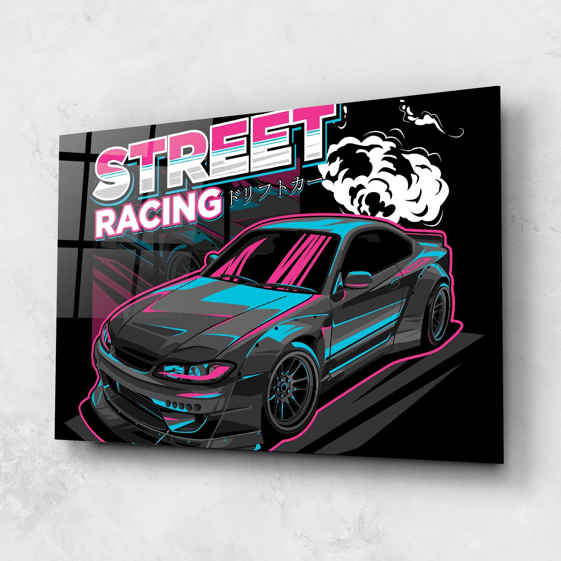 Glasbild Drift Grey Car mockup 1