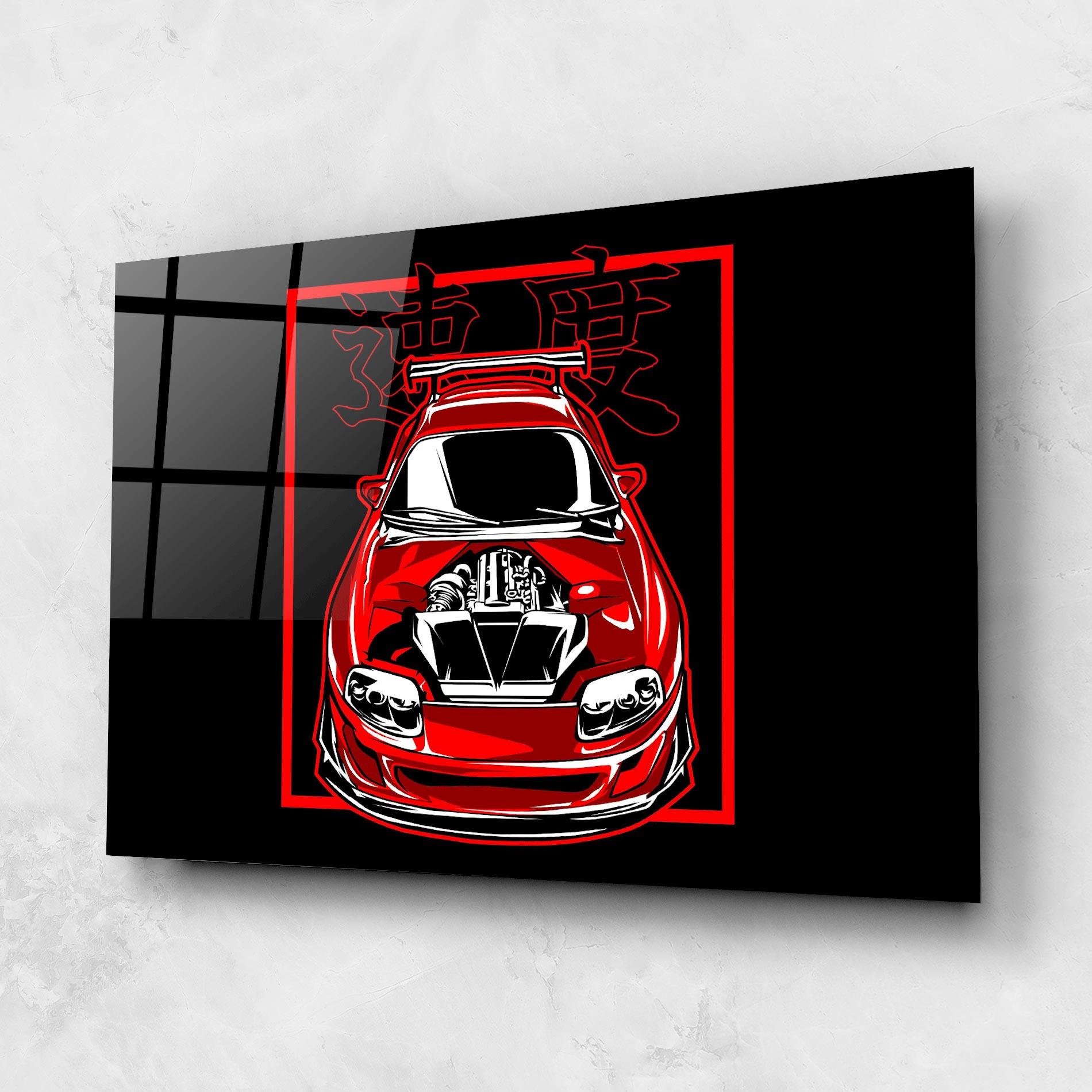Glasbild Japanese Red Car mockup 1
