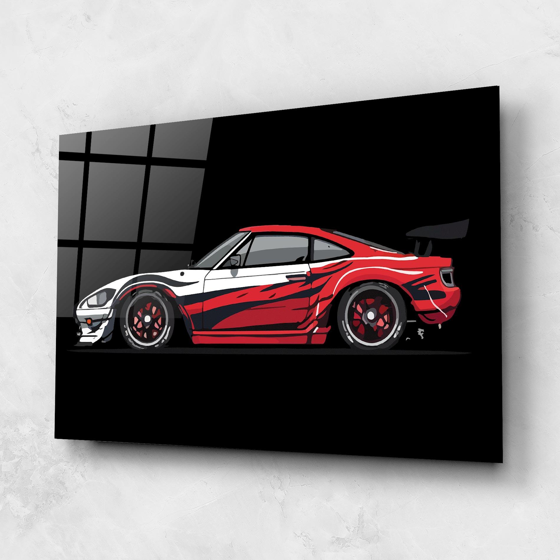 Glasbild Red White Sport Car mockup 1