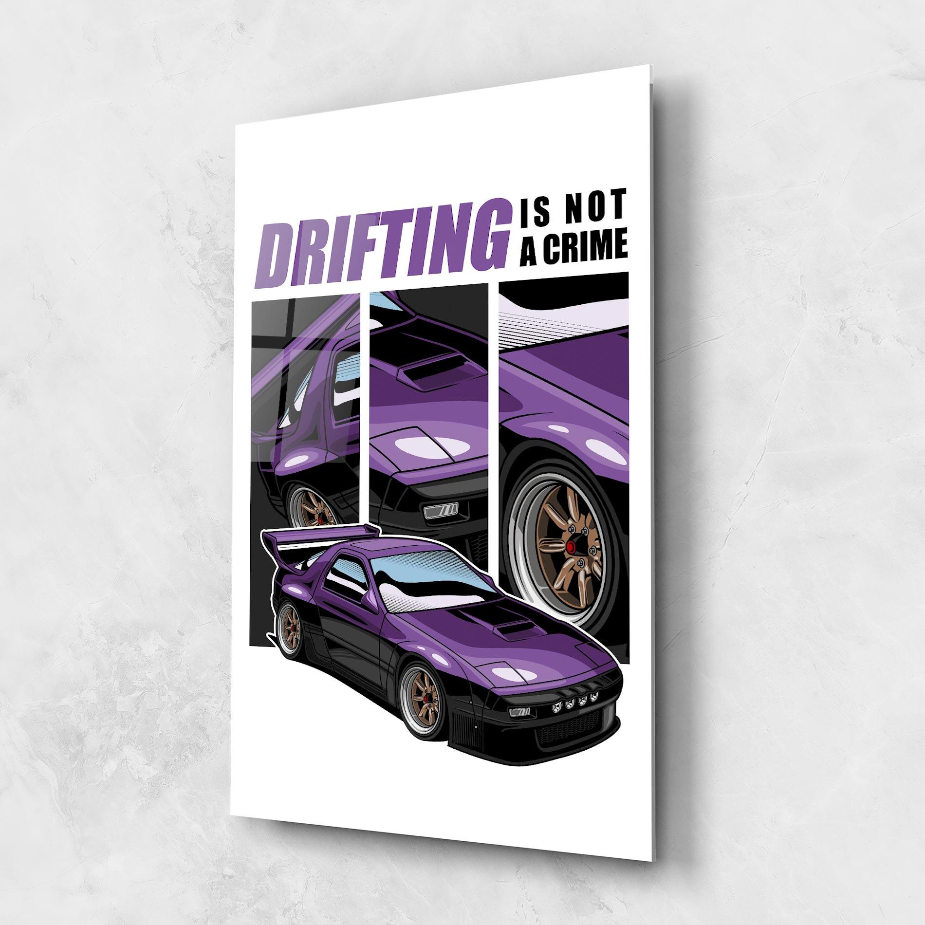 Glasbild Drift Purple Car mockup 1