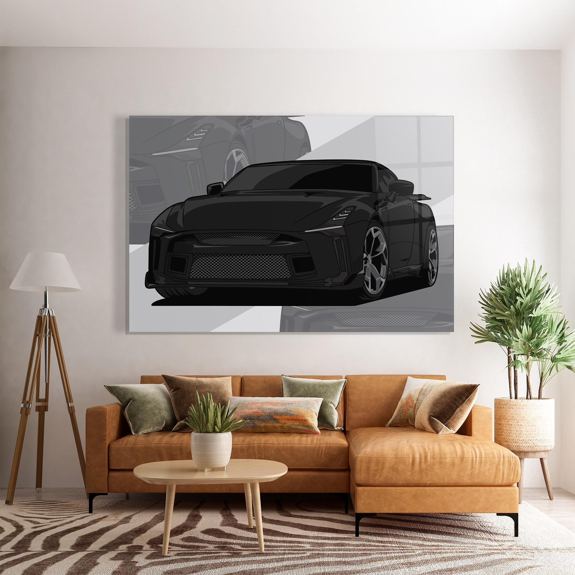 Glasbild Black Strong Car mockup 7