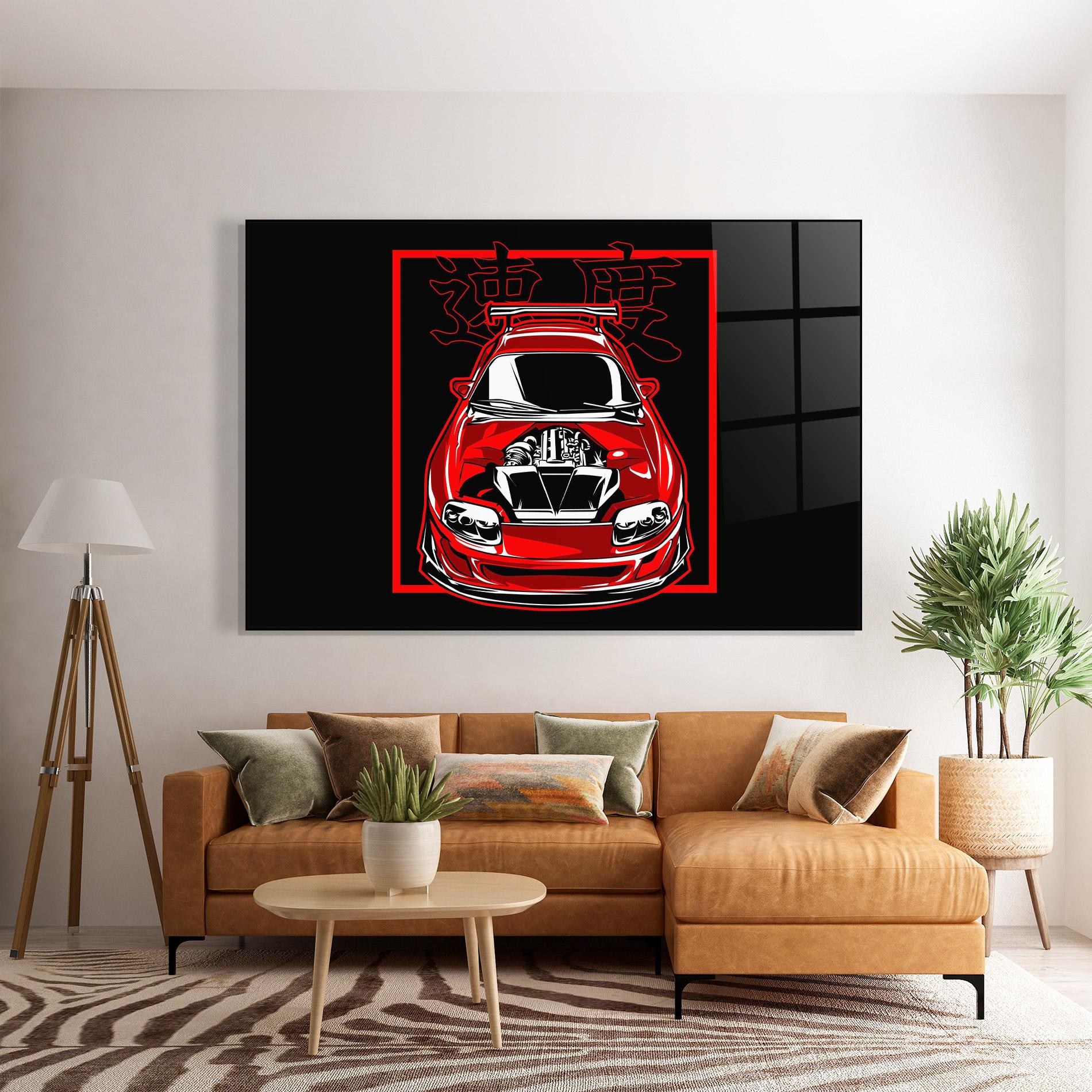 Glasbild Japanese Red Car mockup 7