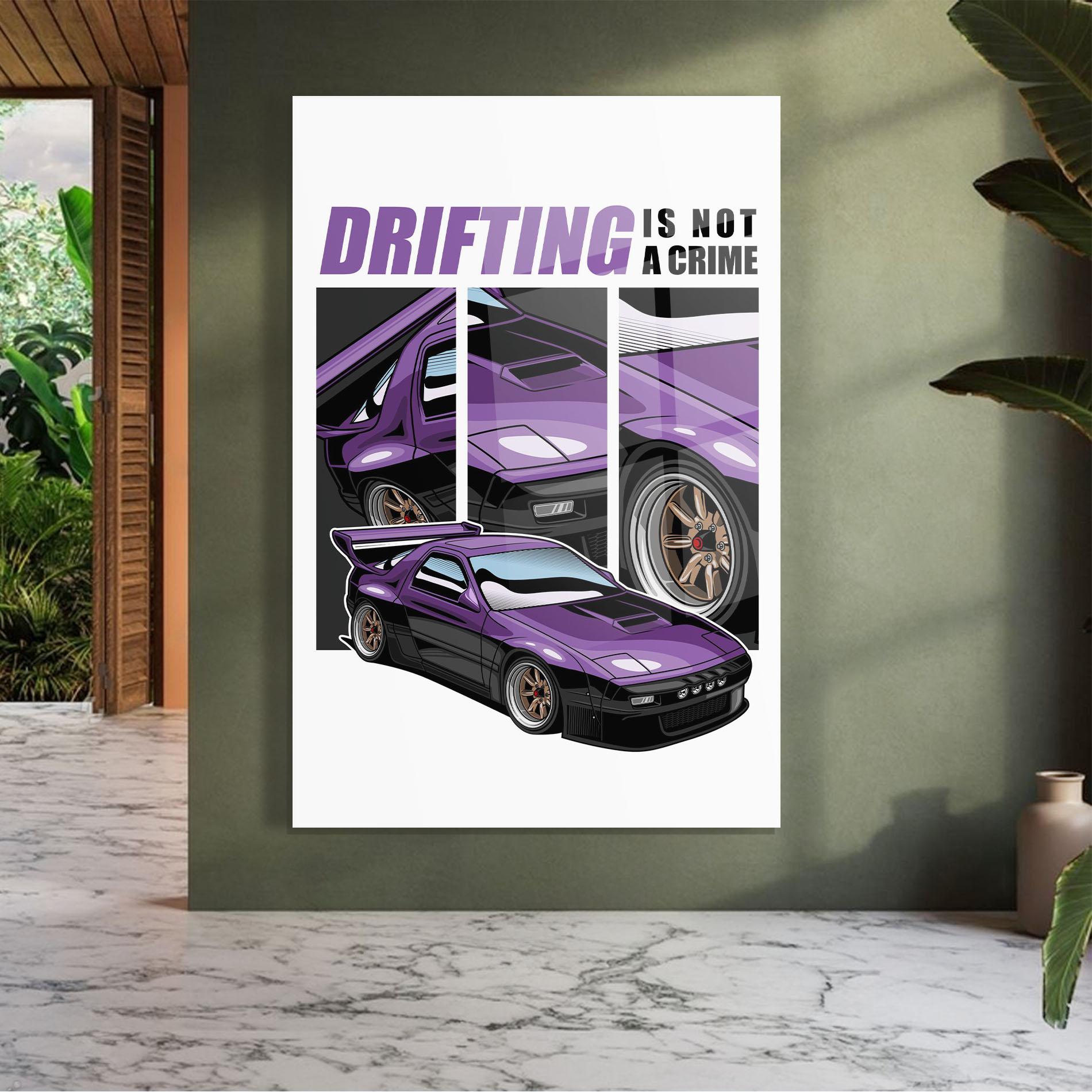 Glasbild Drift Purple Car mockup 7