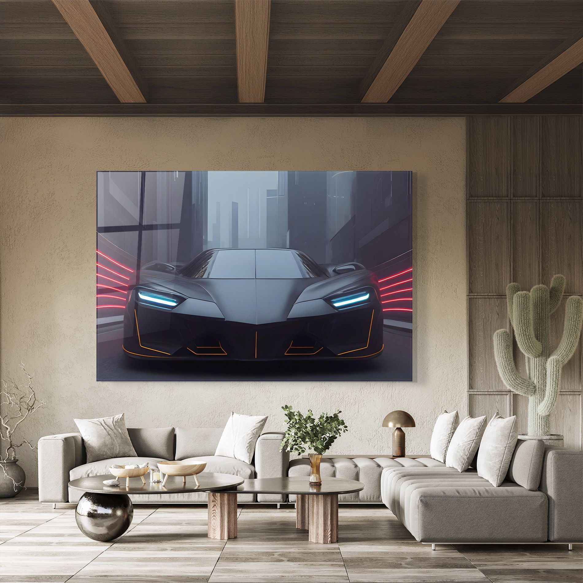 Back Futuristic Hypercar mockup 8