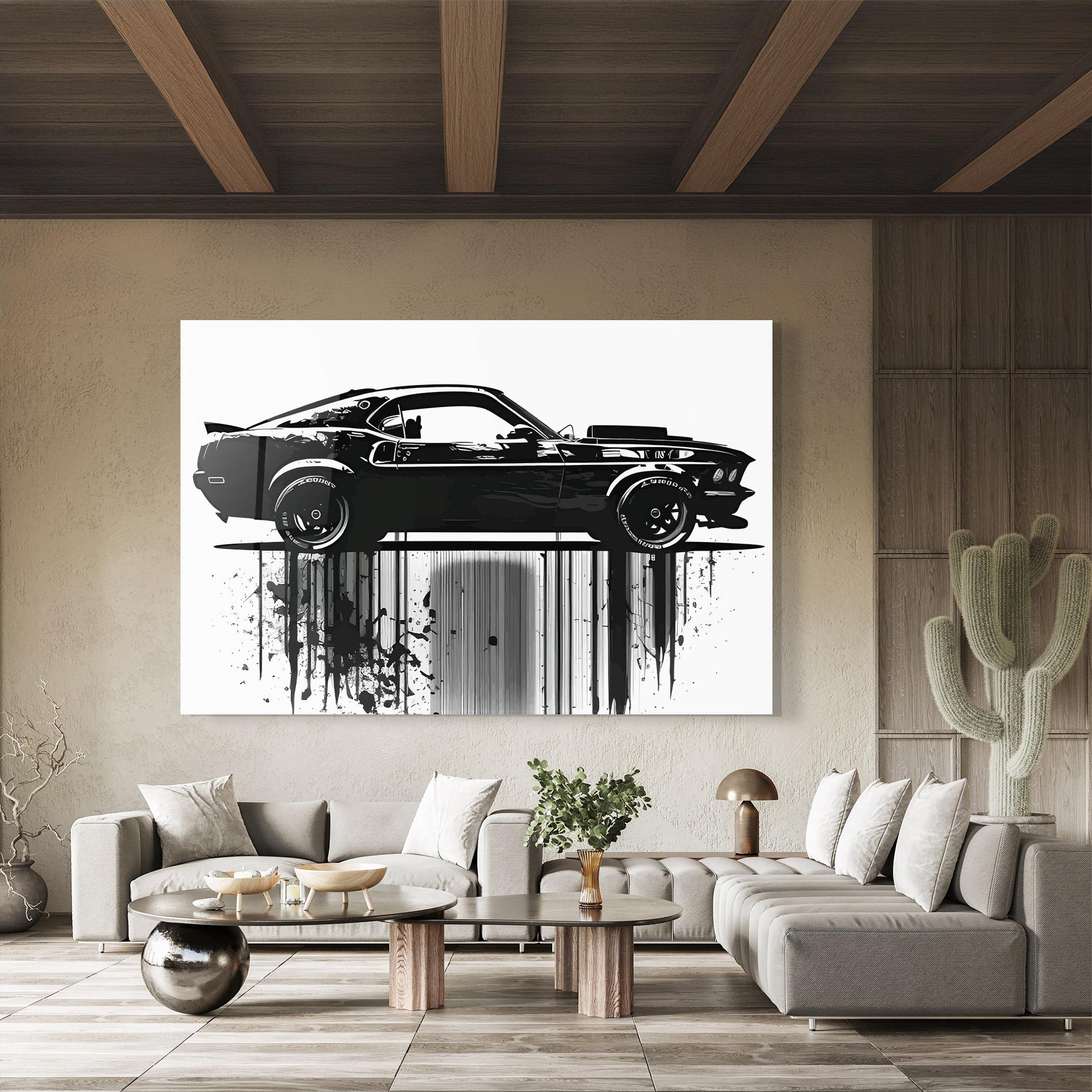 Glasbild Black Car Drowing mockup 8