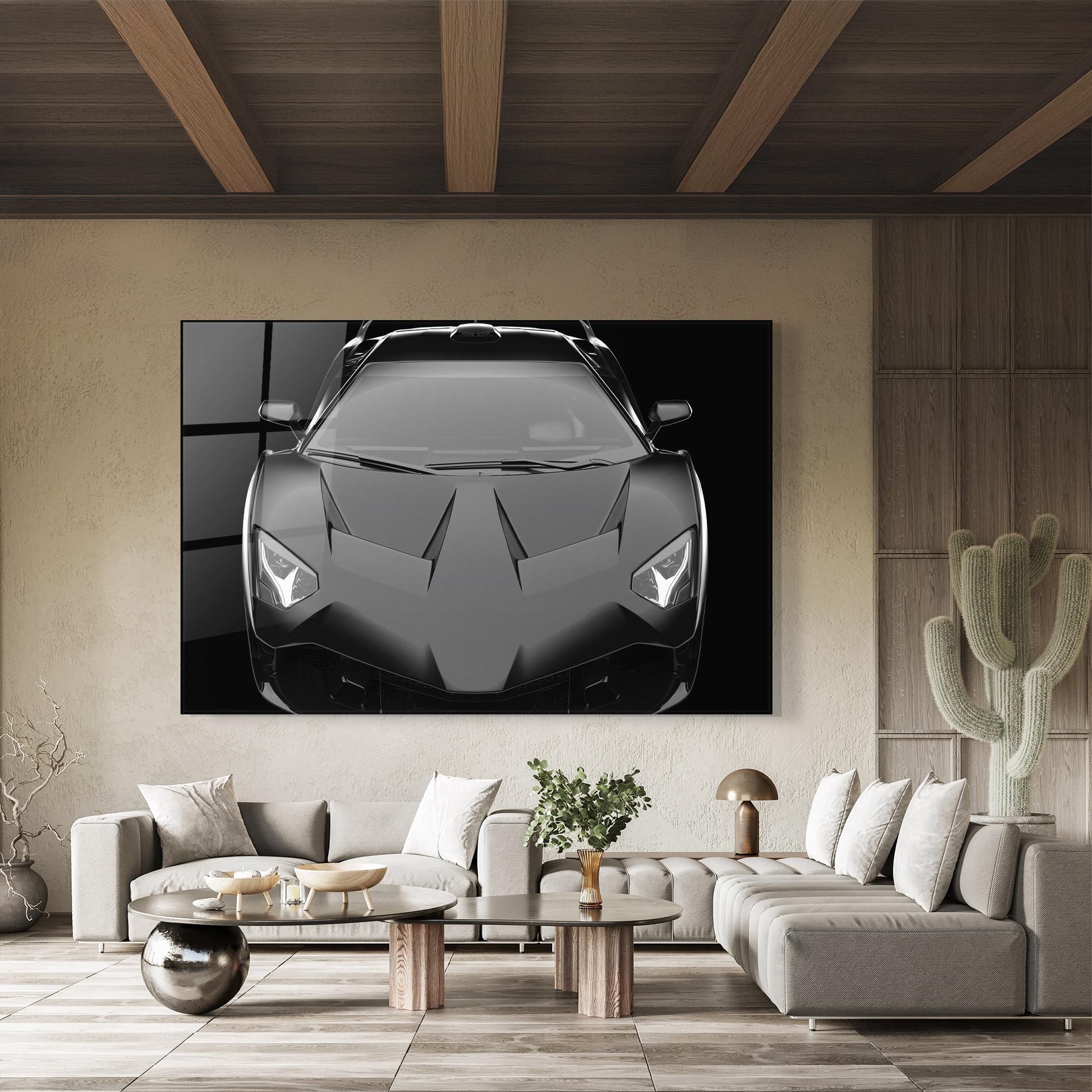 Glasbild Black Matte Lambo mockup 8