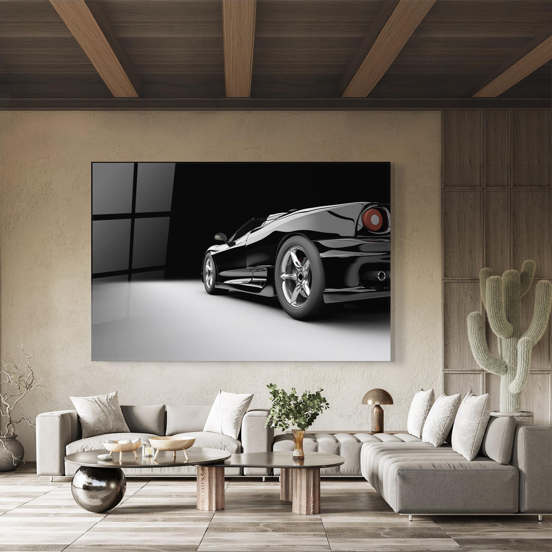 Glasbild Black Sport Car mockup 8