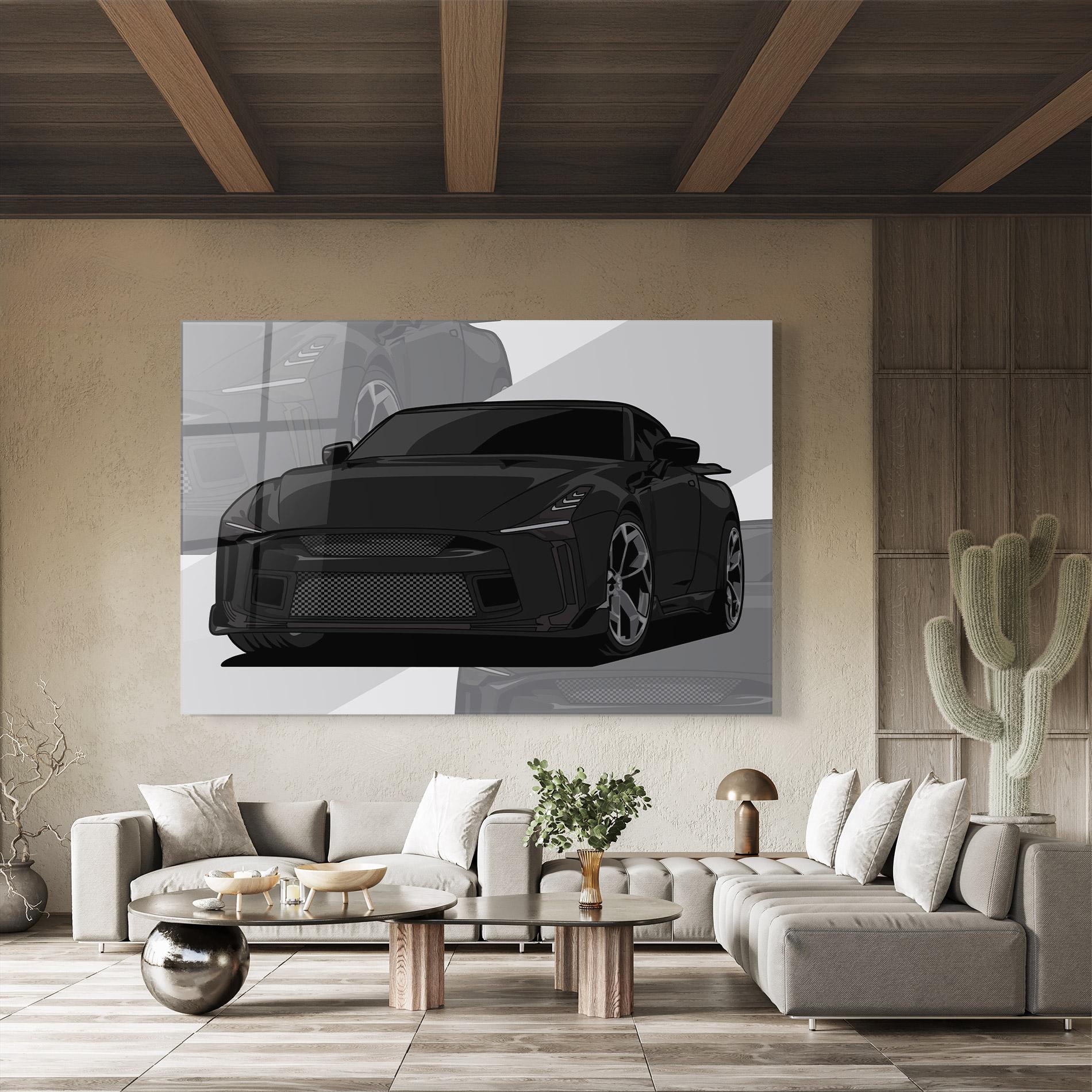 Glasbild Black Strong Car mockup 8