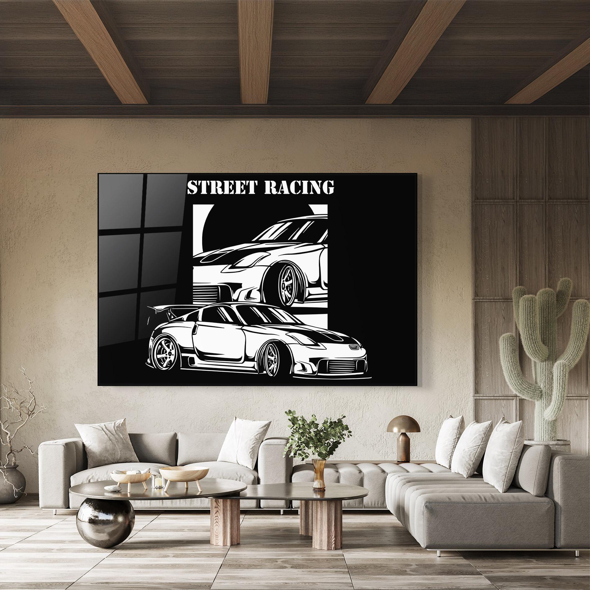 Glasbild Car Street Racing mockup 8