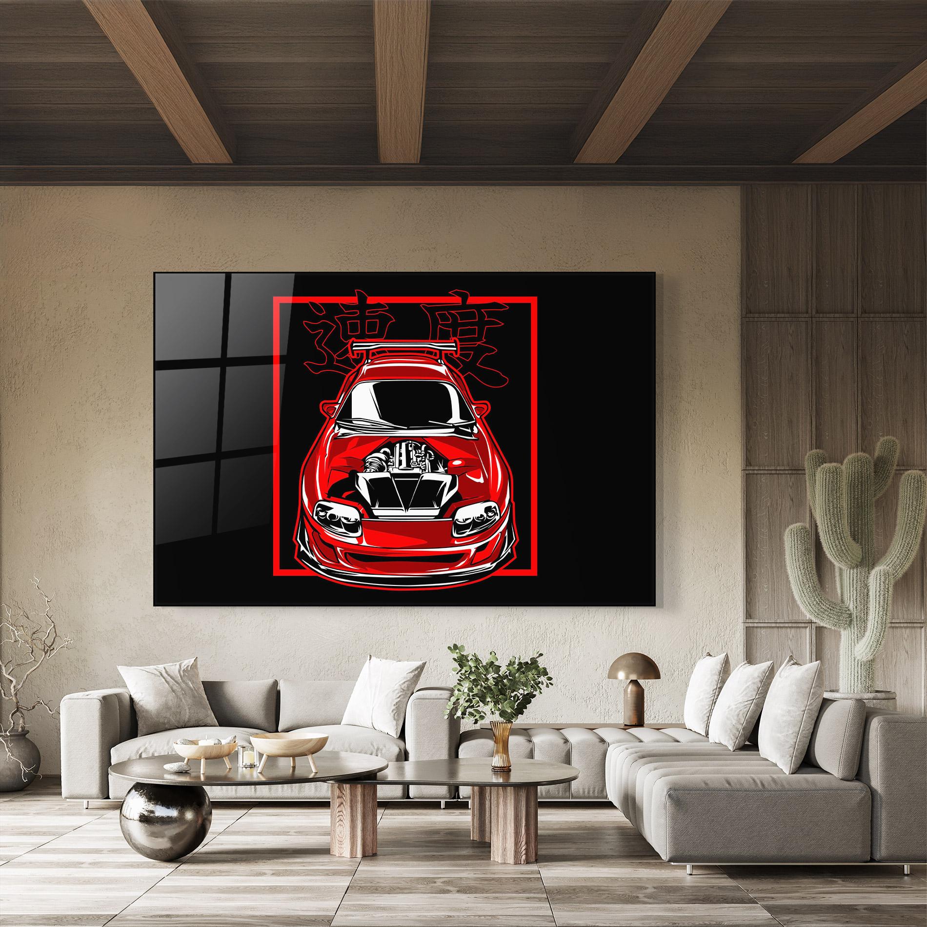 Glasbild Japanese Red Car mockup 8