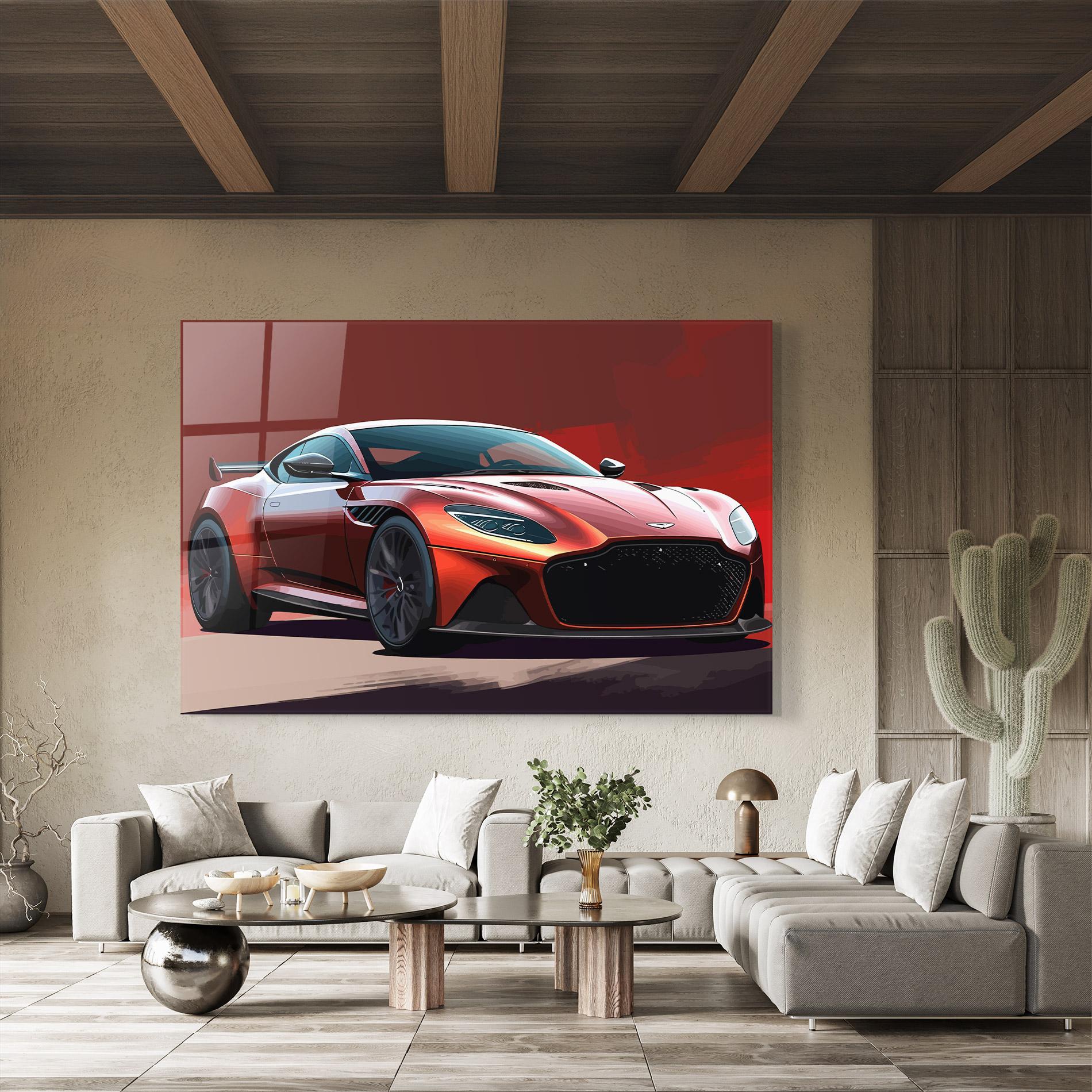 Glasbild Red Cool Car mockup 8