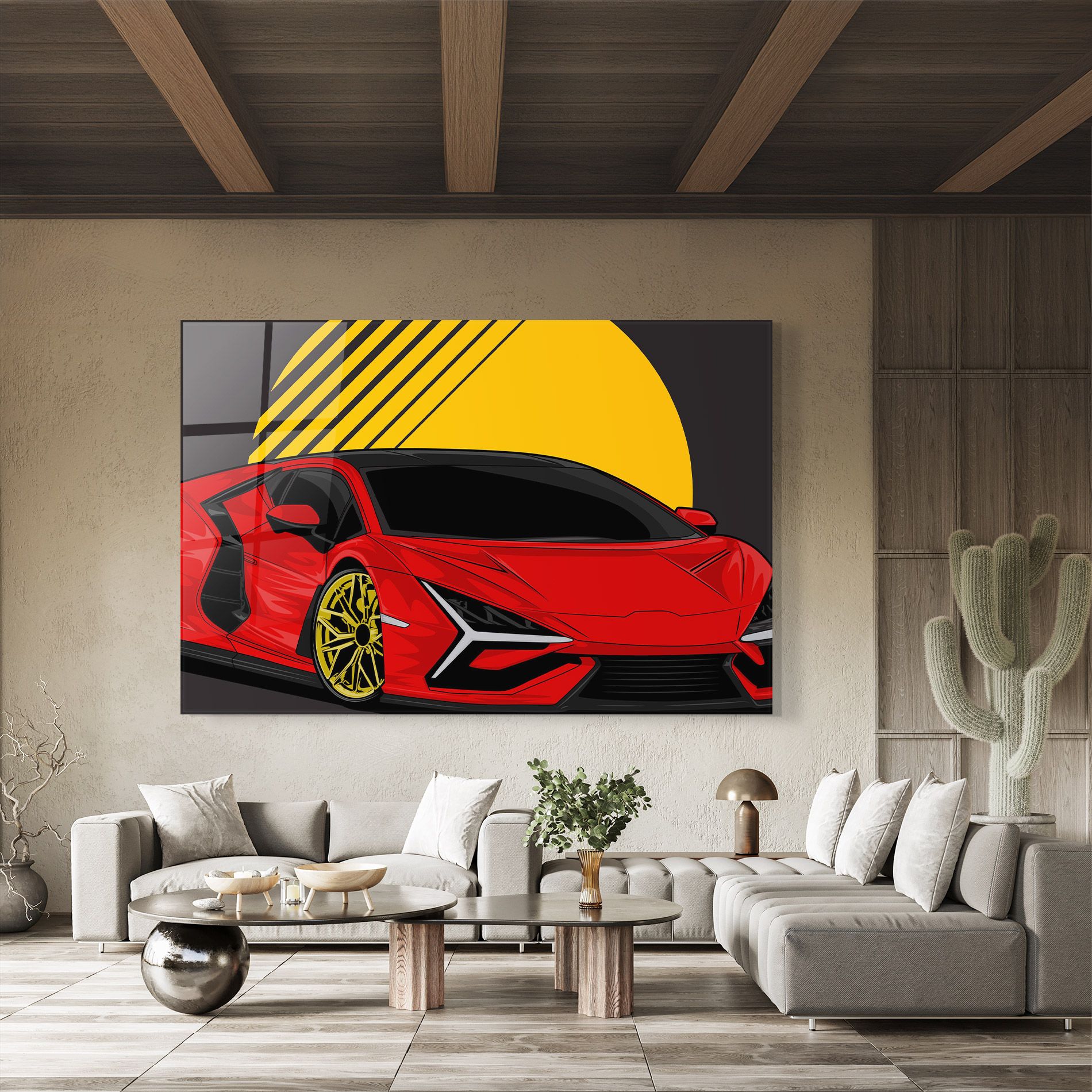 Red Yellow Sport Car mockup 8