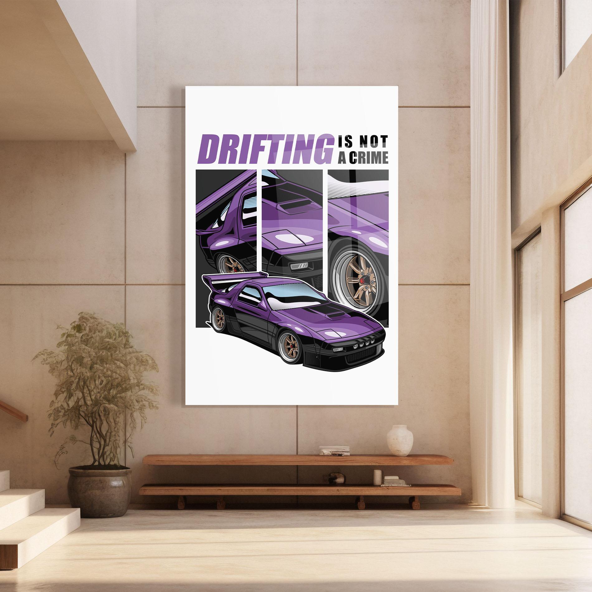 Glasbild Drift Purple Car mockup 8