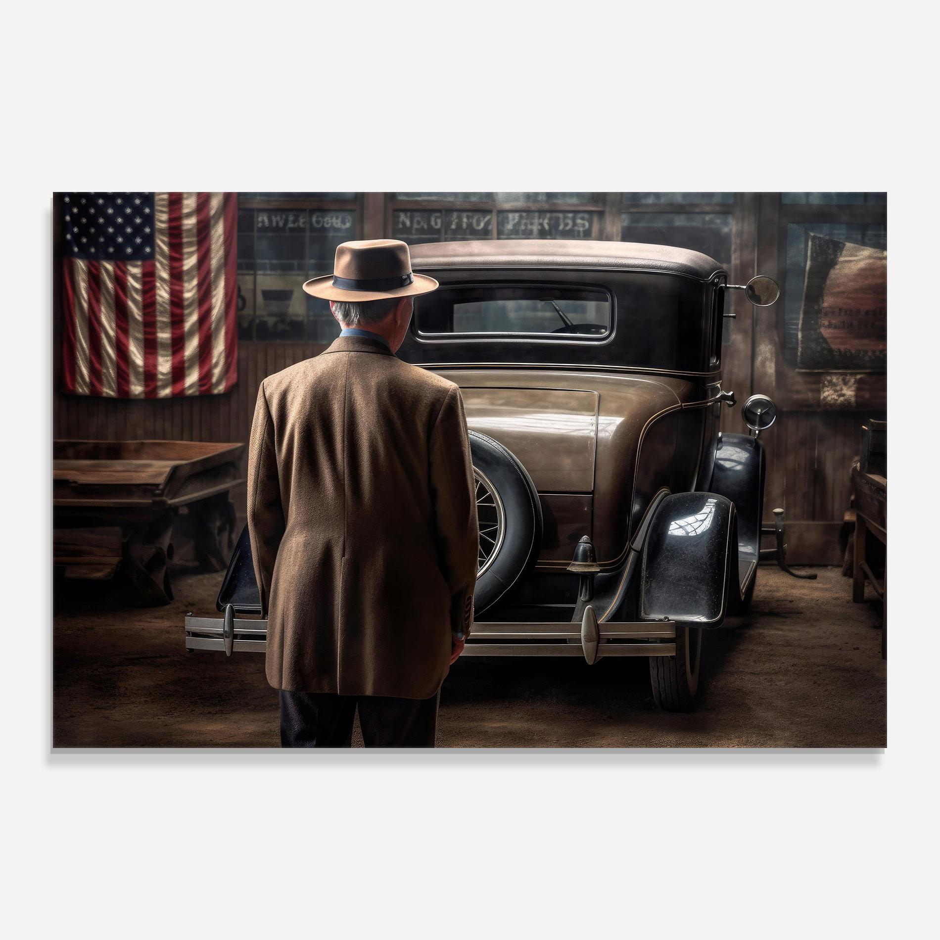 Glasbild American Vintage Car mockup 0