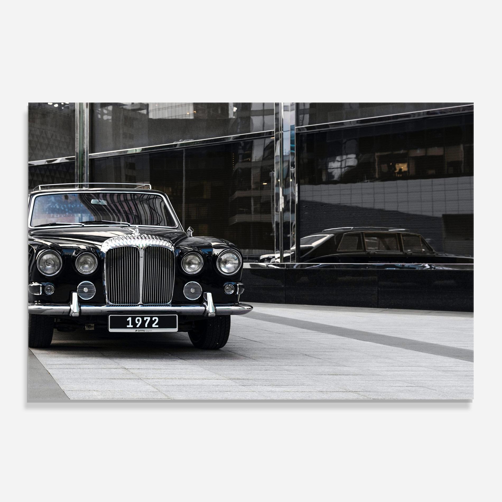 Glasbild Vintage Black Car mockup 0