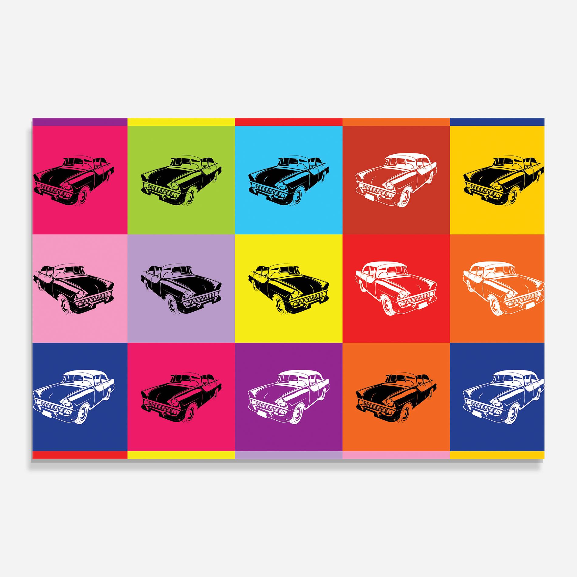 Glasbild Vintage Car Mix mockup 0