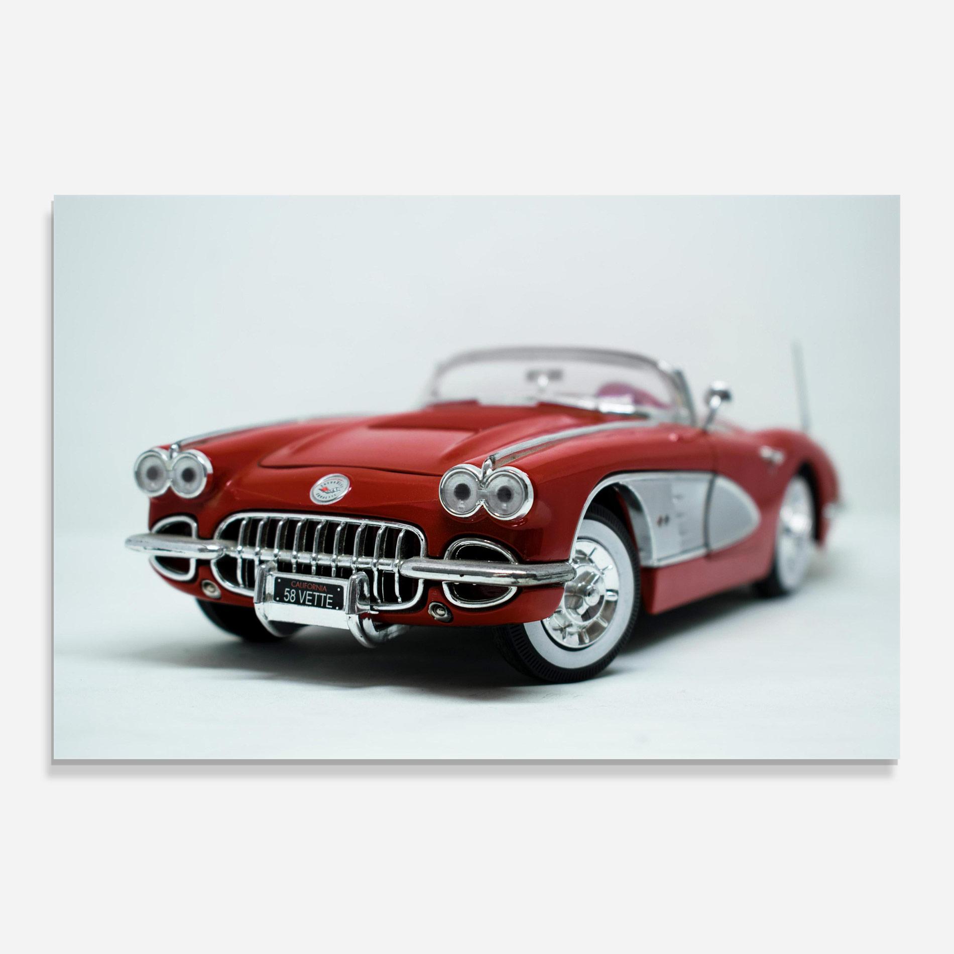 Glasbild Vintage Red Car mockup 0