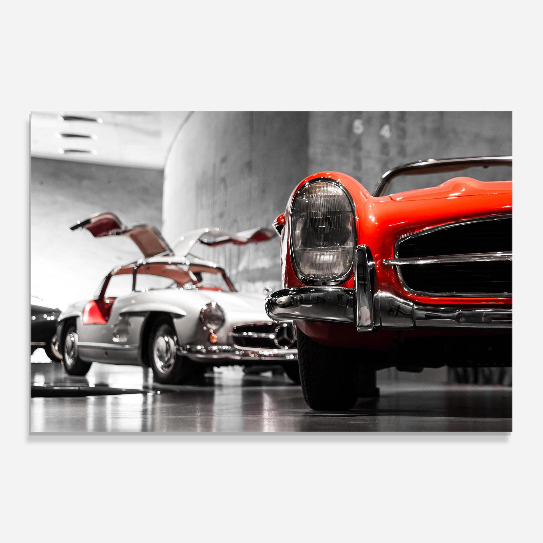 Glasbild Vintage Red White mockup 0