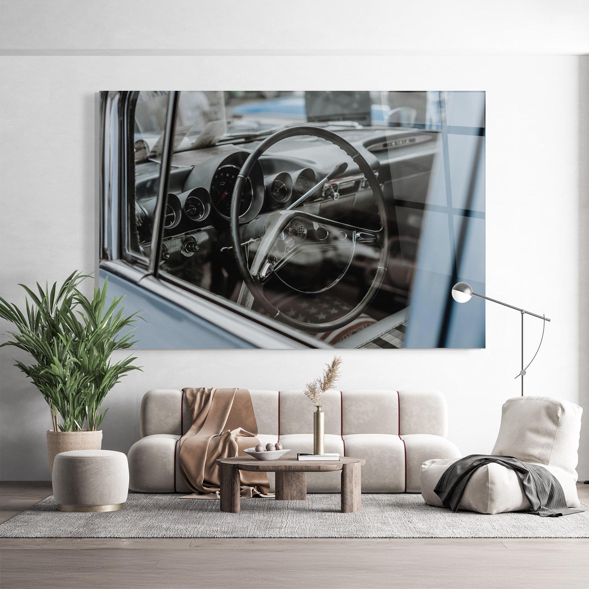 Glasbild Black Steering Wheel mockup 9