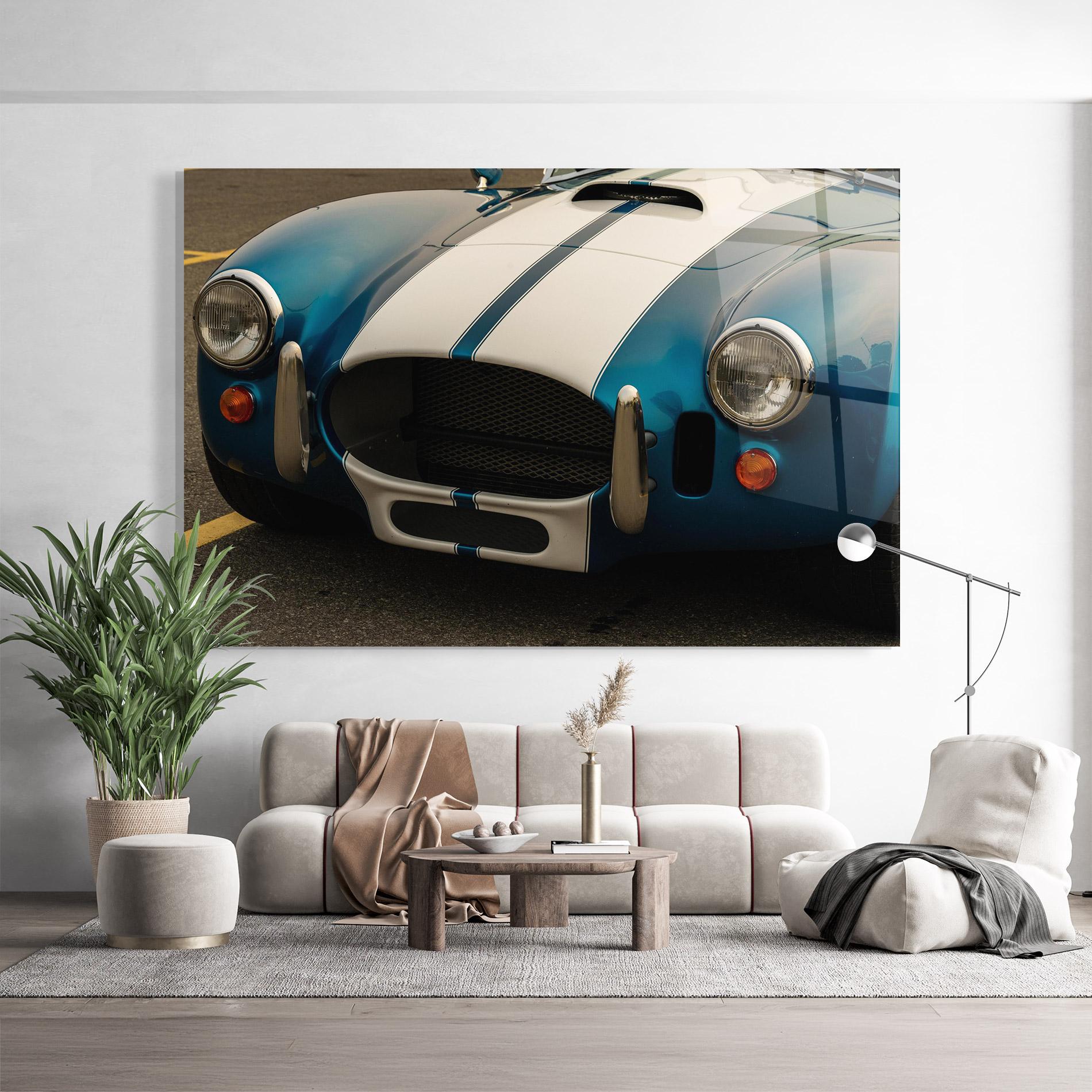 Glasbild Blue Vintage Car mockup 9