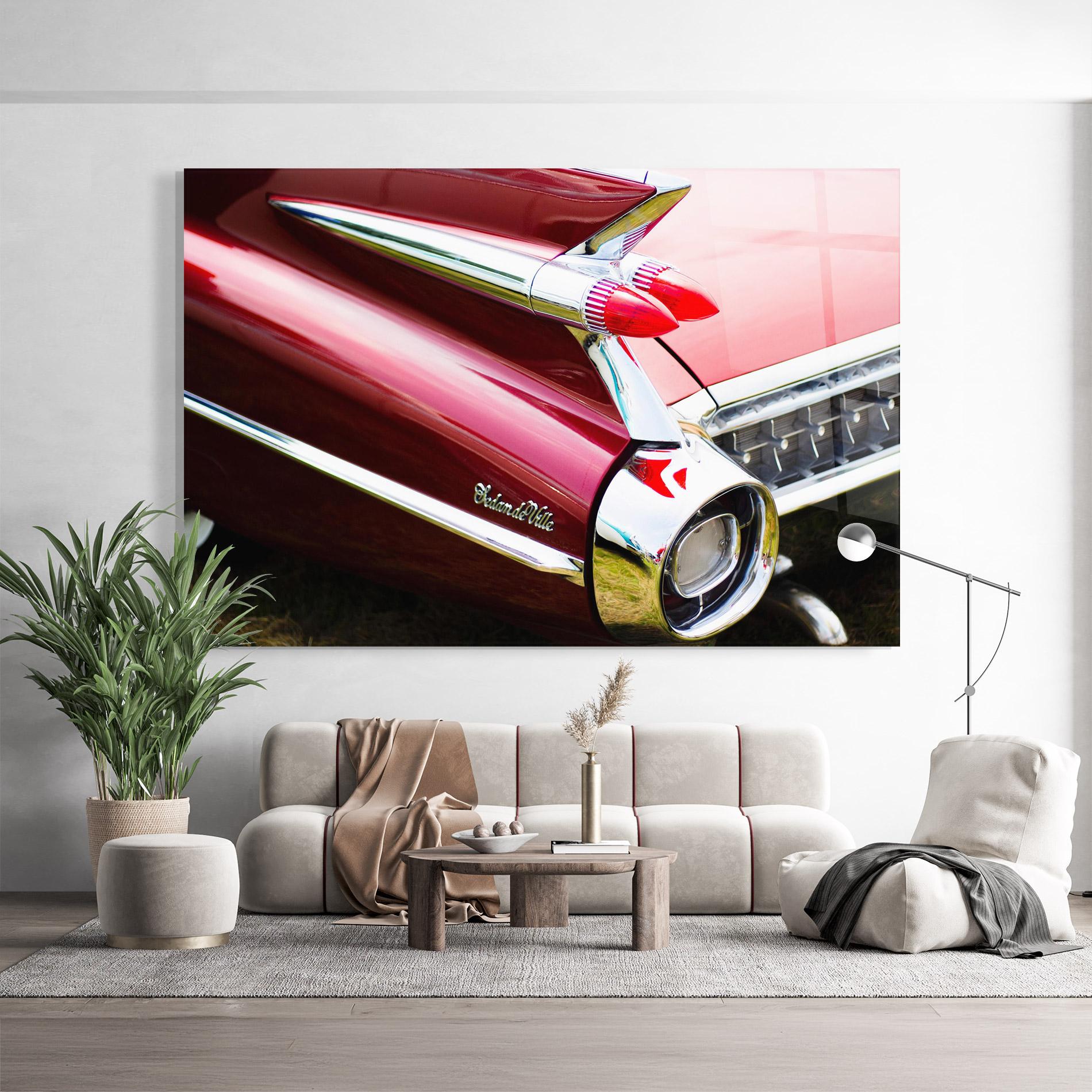 Glasbild Closeup Car Red mockup 9