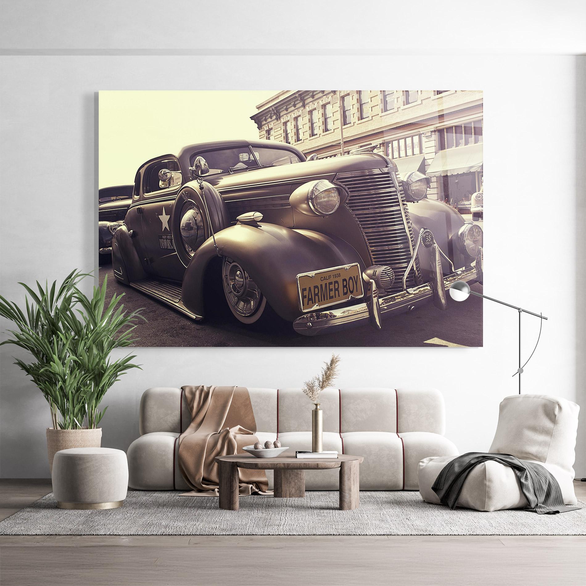 Glasbild Old Classic Car mockup 9