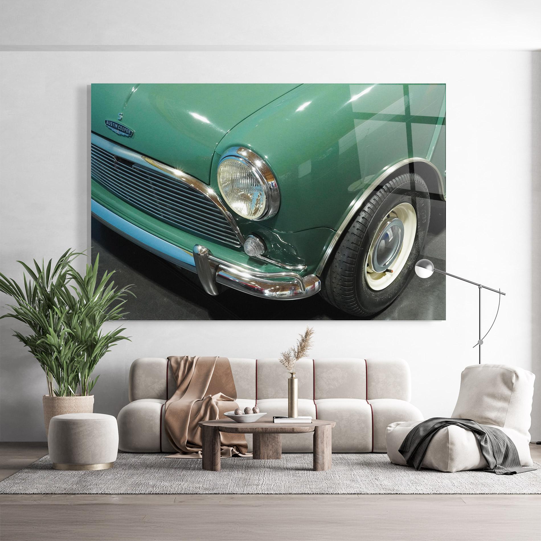 Glasbild Pretty Green Car mockup 9