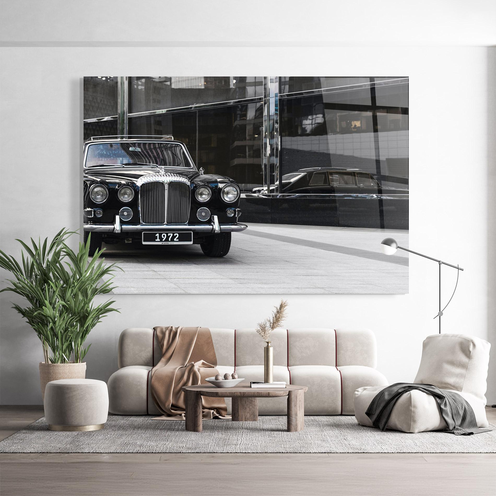 Glasbild Vintage Black Car mockup 9