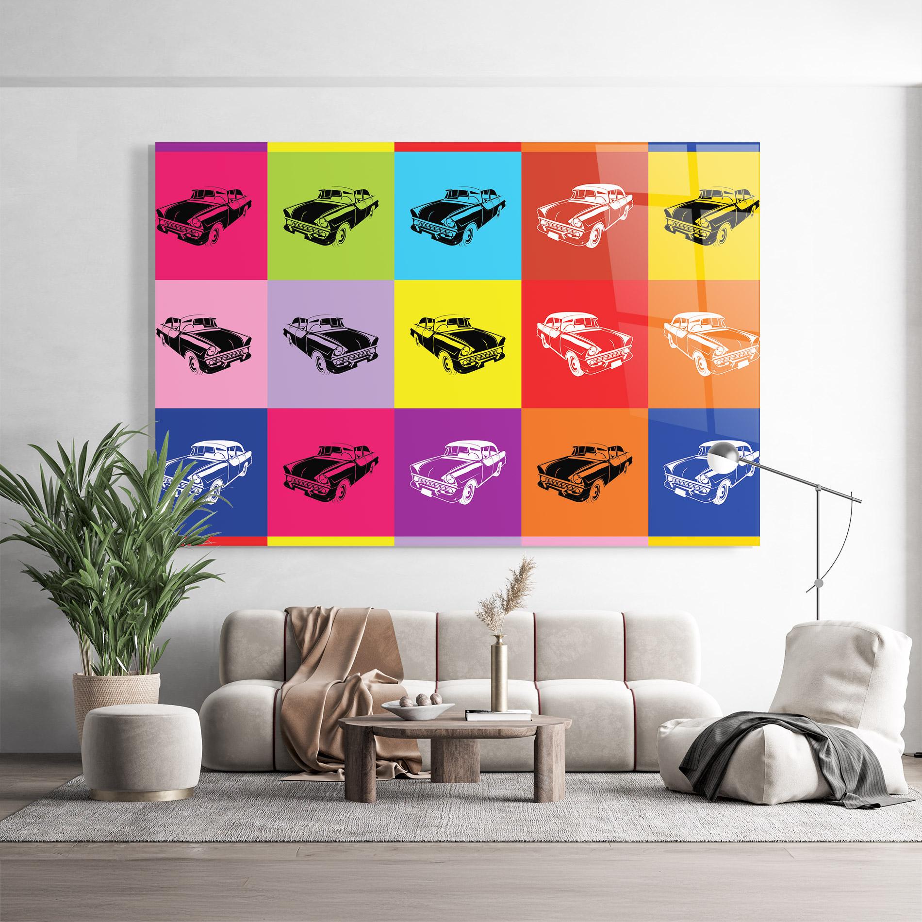 Glasbild Vintage Car Mix mockup 9