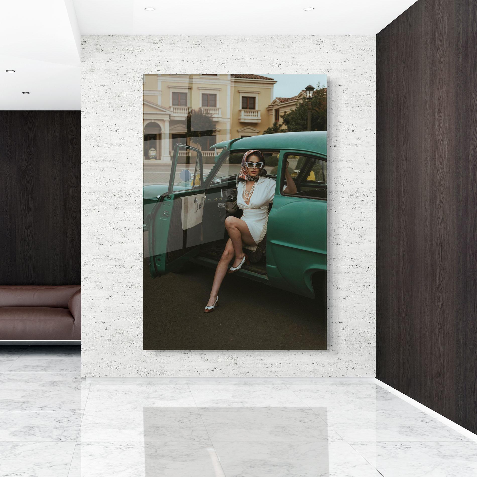 Glasbild Lady Vintage Cat mockup 9