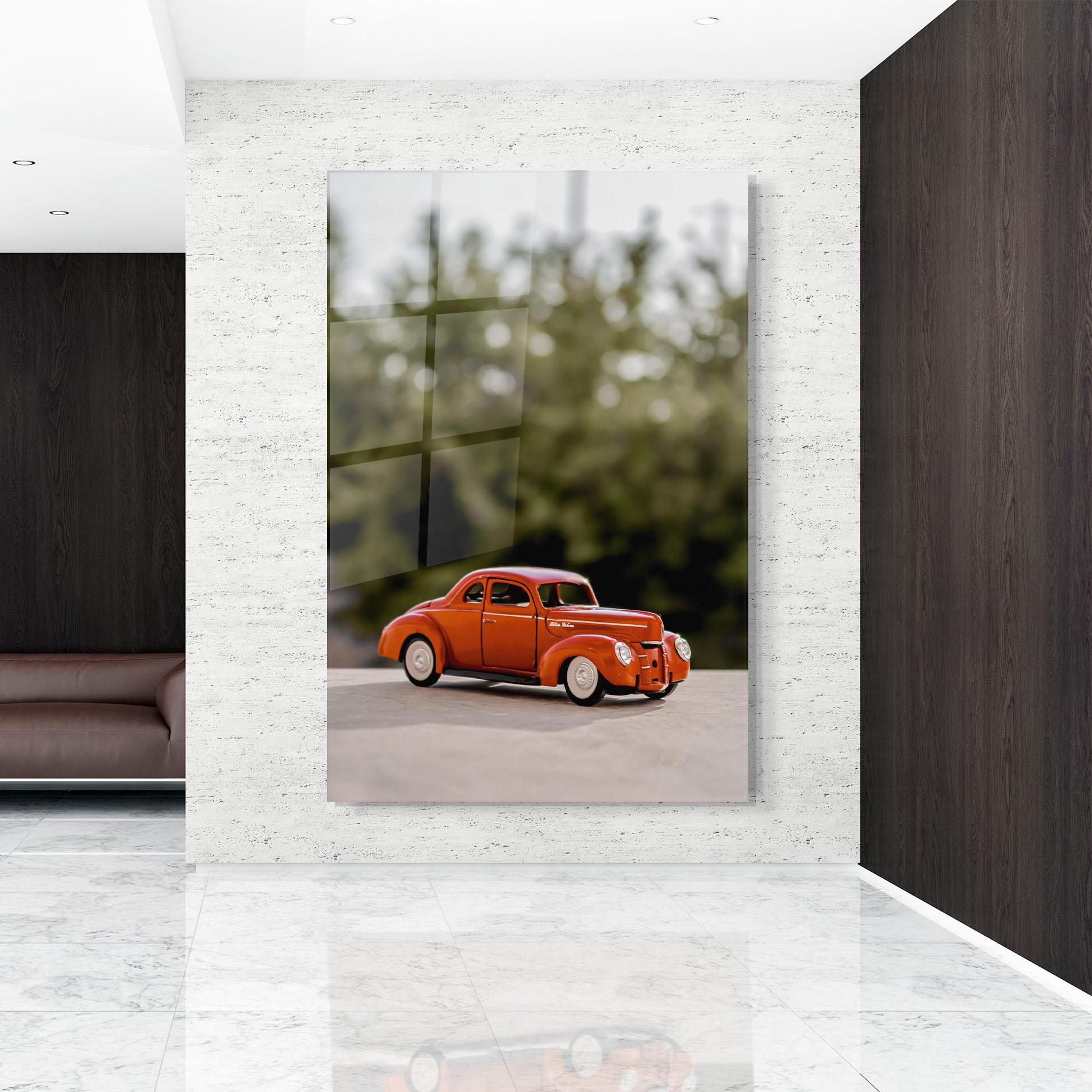 Glasbild Vintage Orange Toy mockup 9