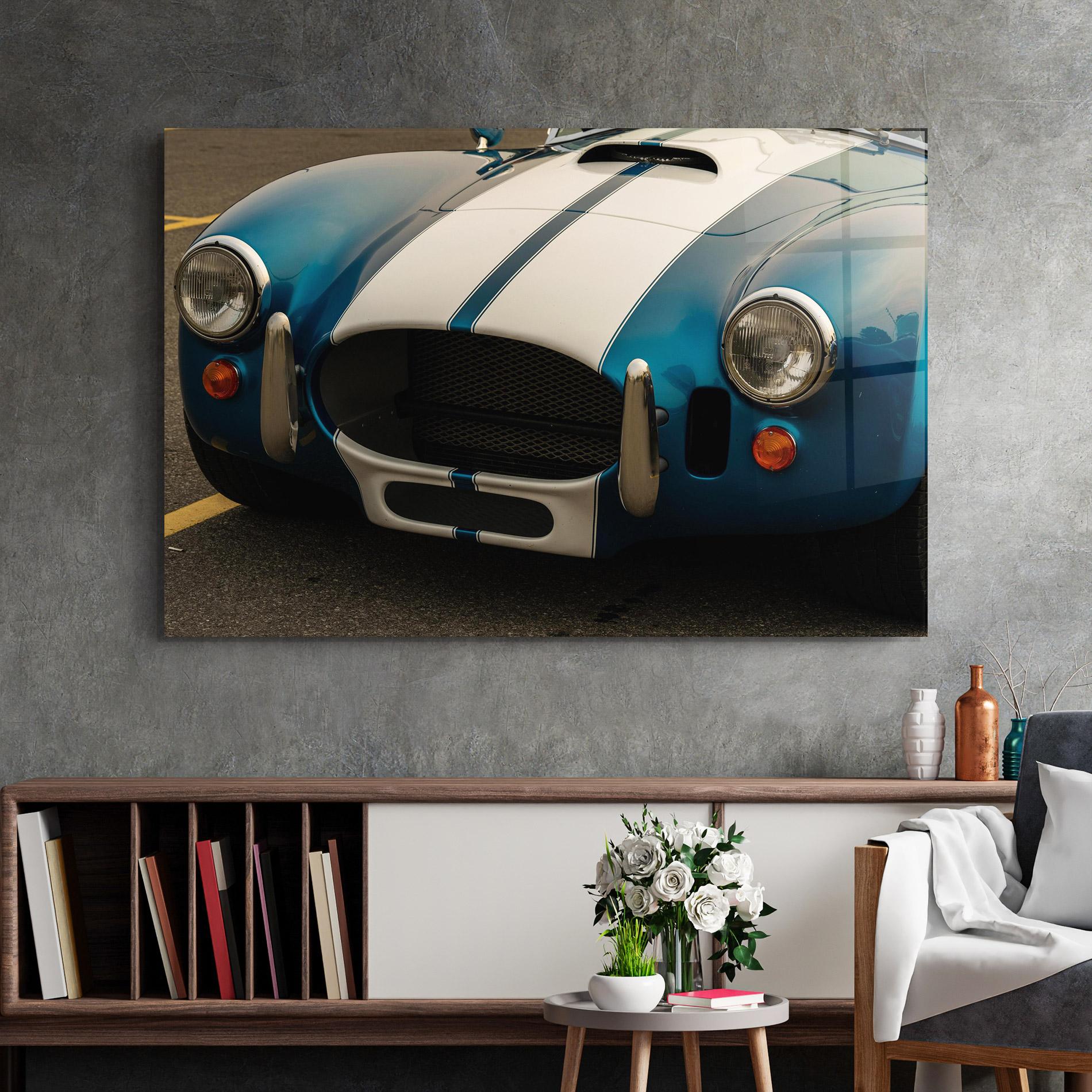 Glasbild Blue Vintage Car mockup 2
