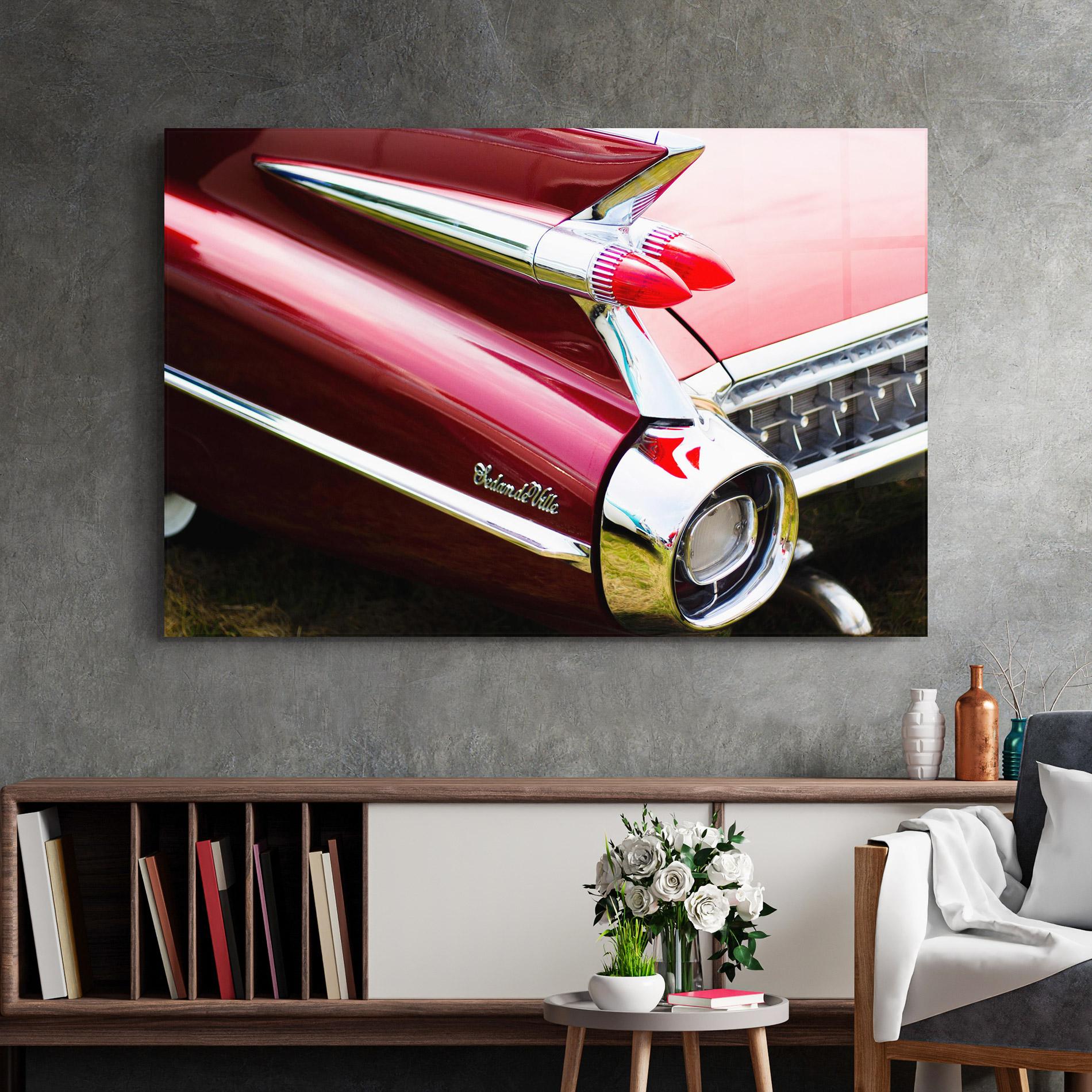 Glasbild Closeup Car Red mockup 2