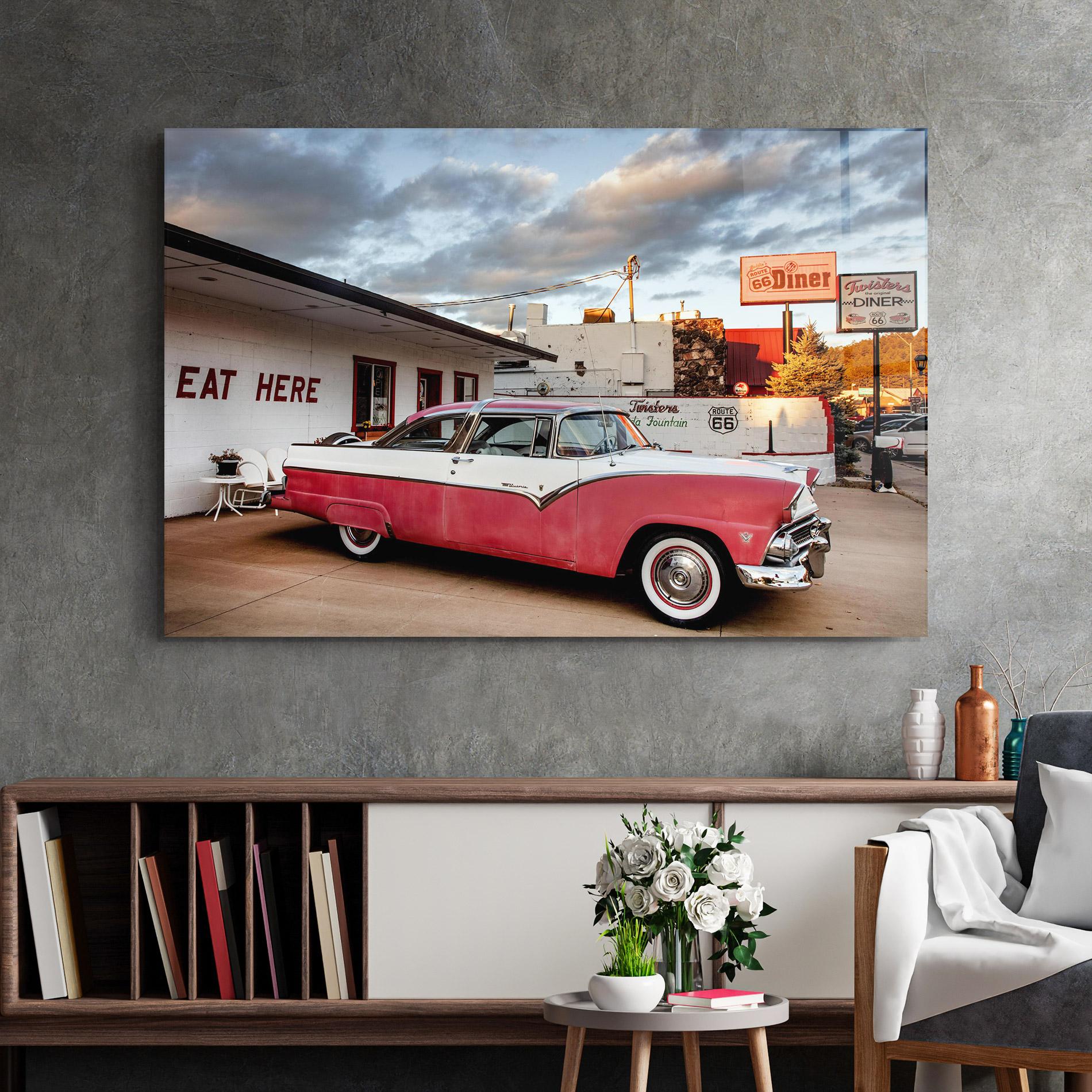 Glasbild Cloud Old Car mockup 2