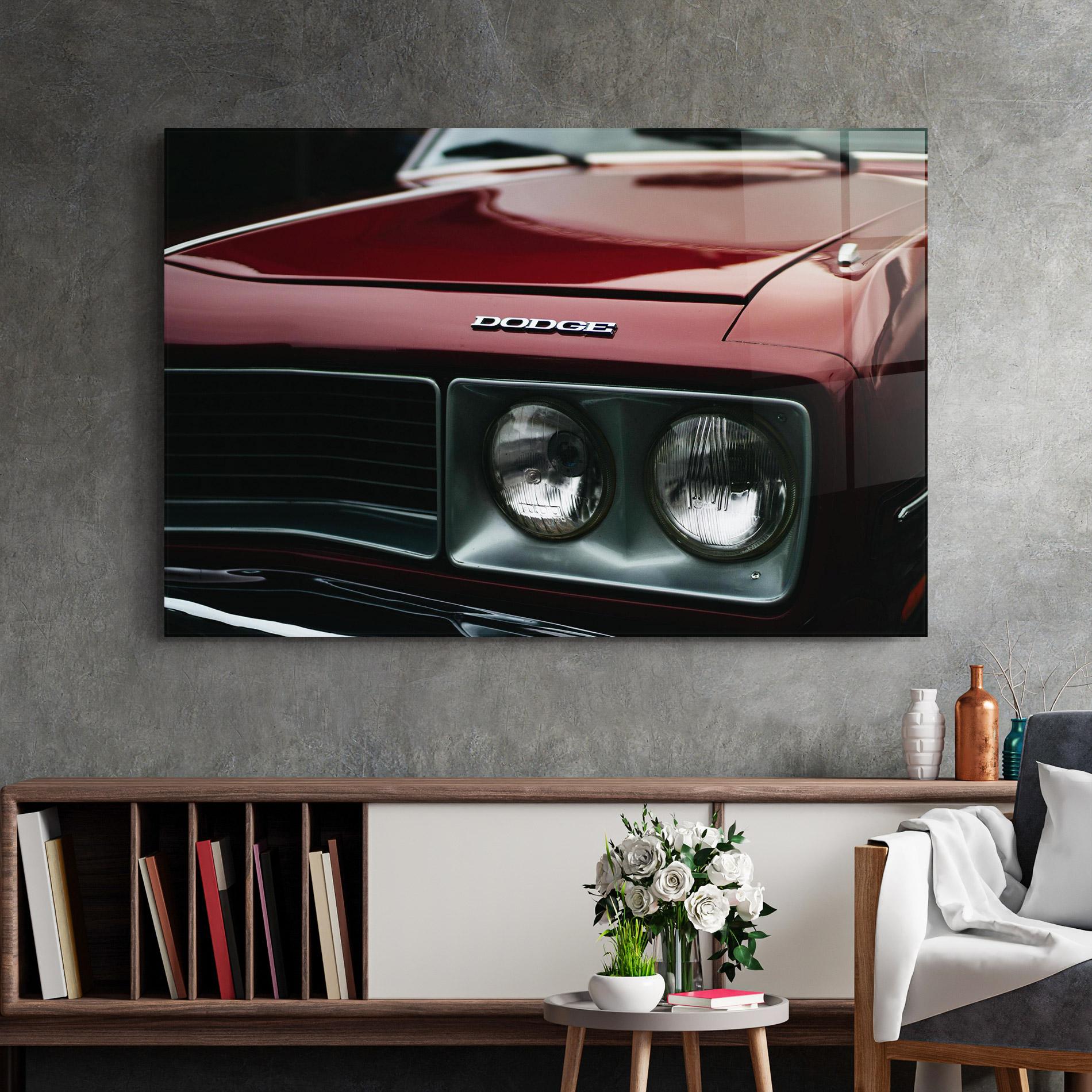 Glasbild Dark Red Car mockup 2