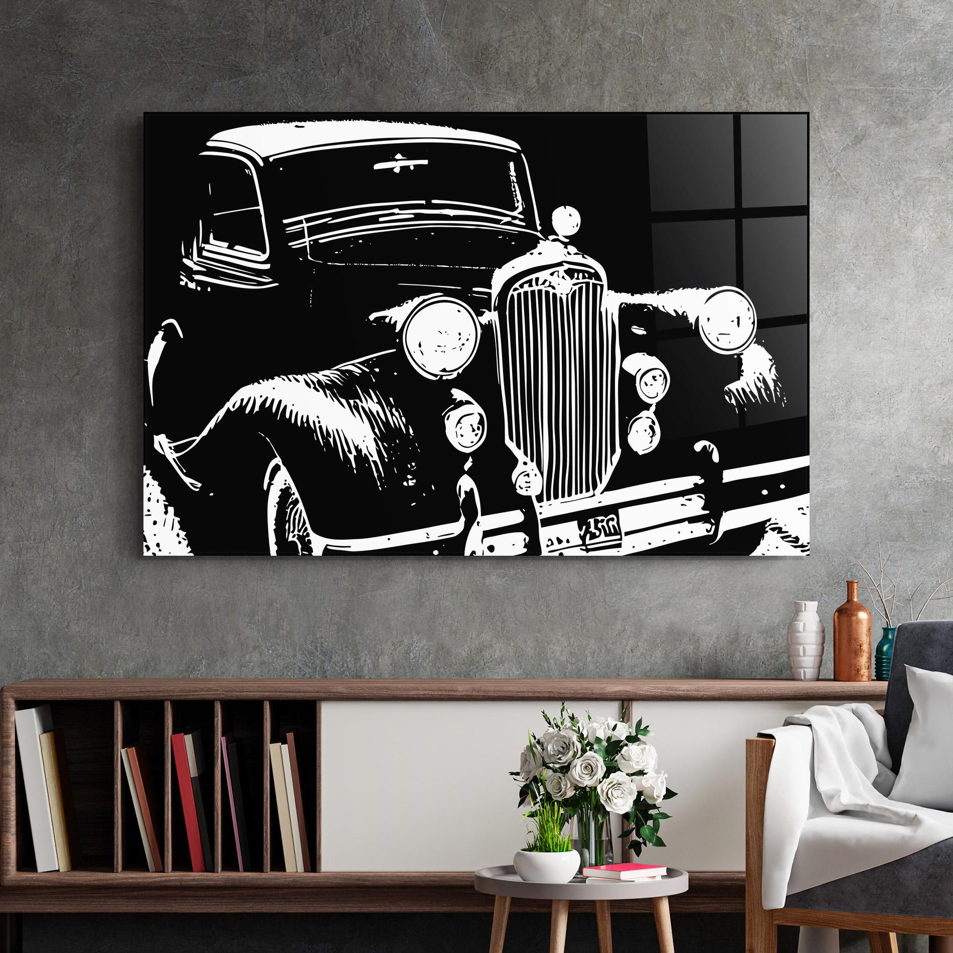 Glasbild Old Car mockup 2