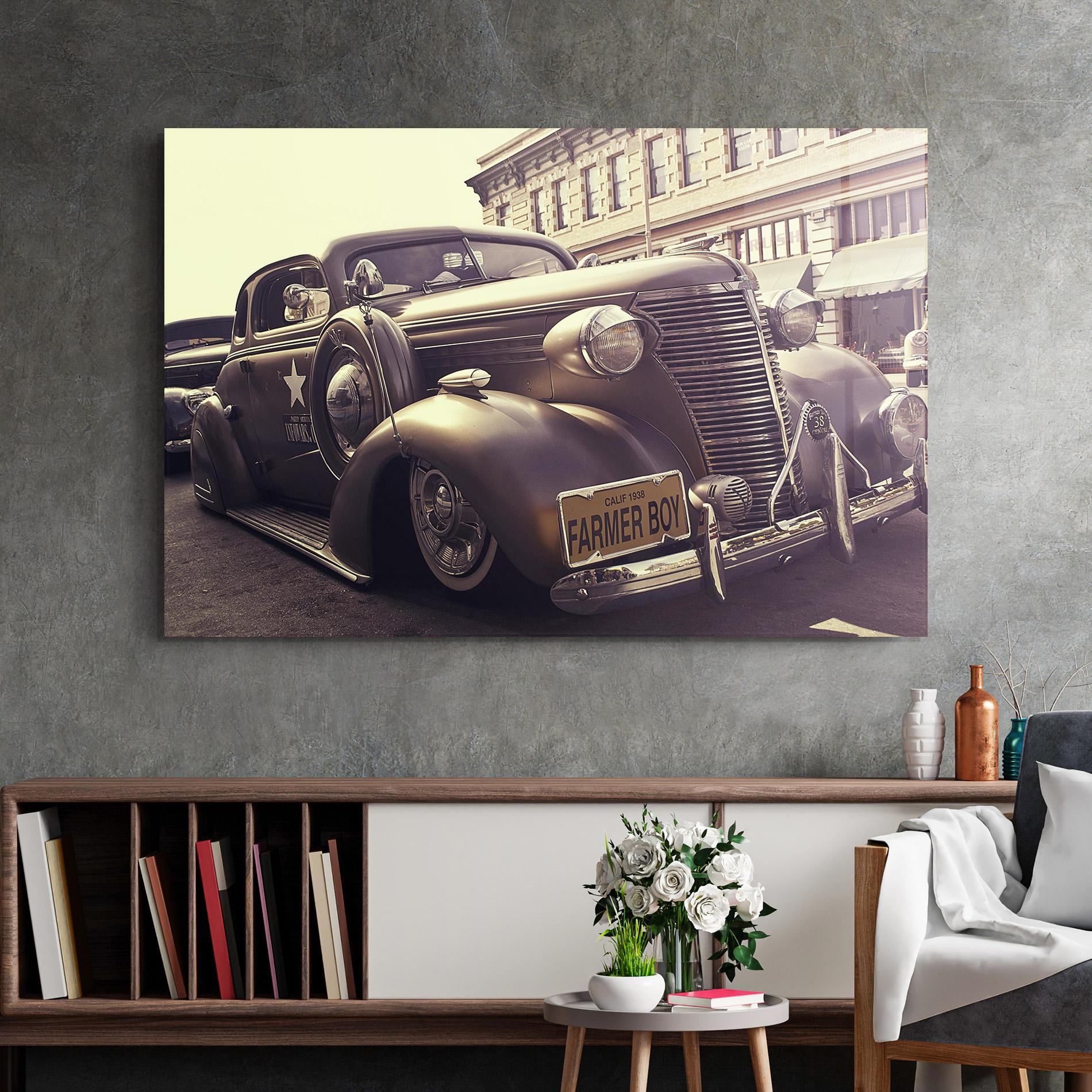 Glasbild Old Classic Car mockup 2