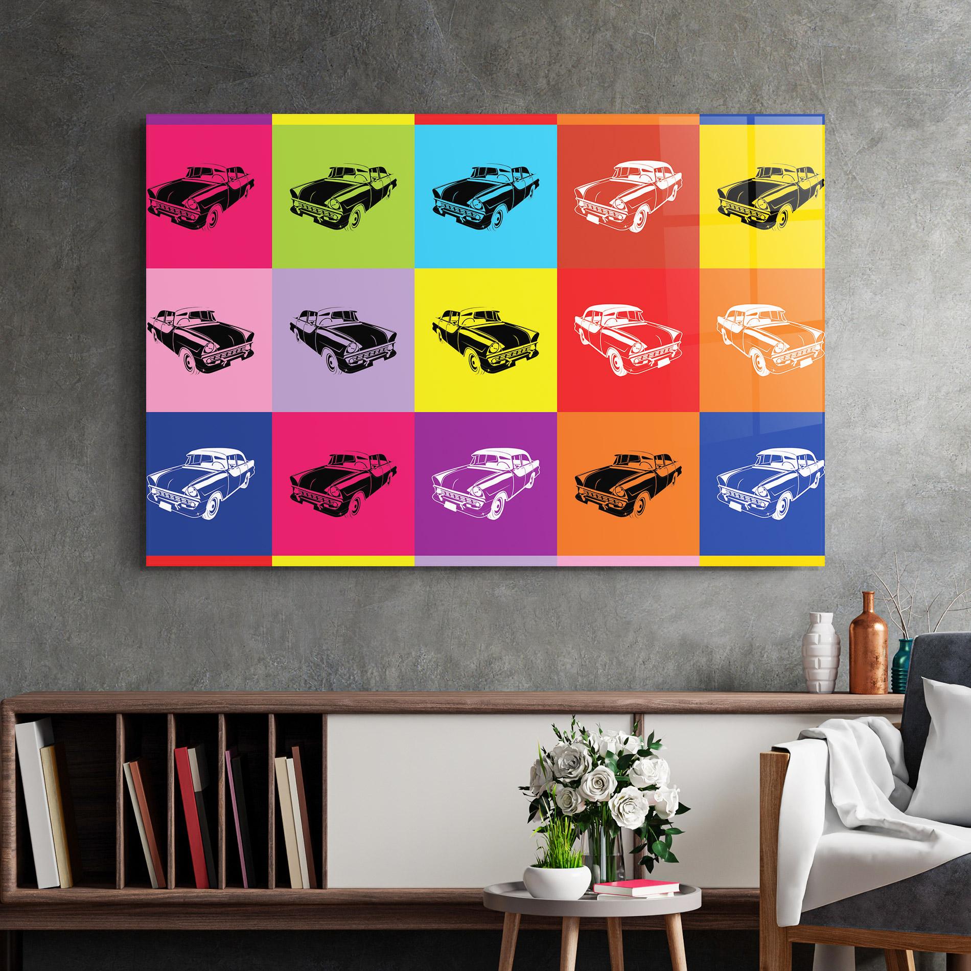 Glasbild Vintage Car Mix mockup 2