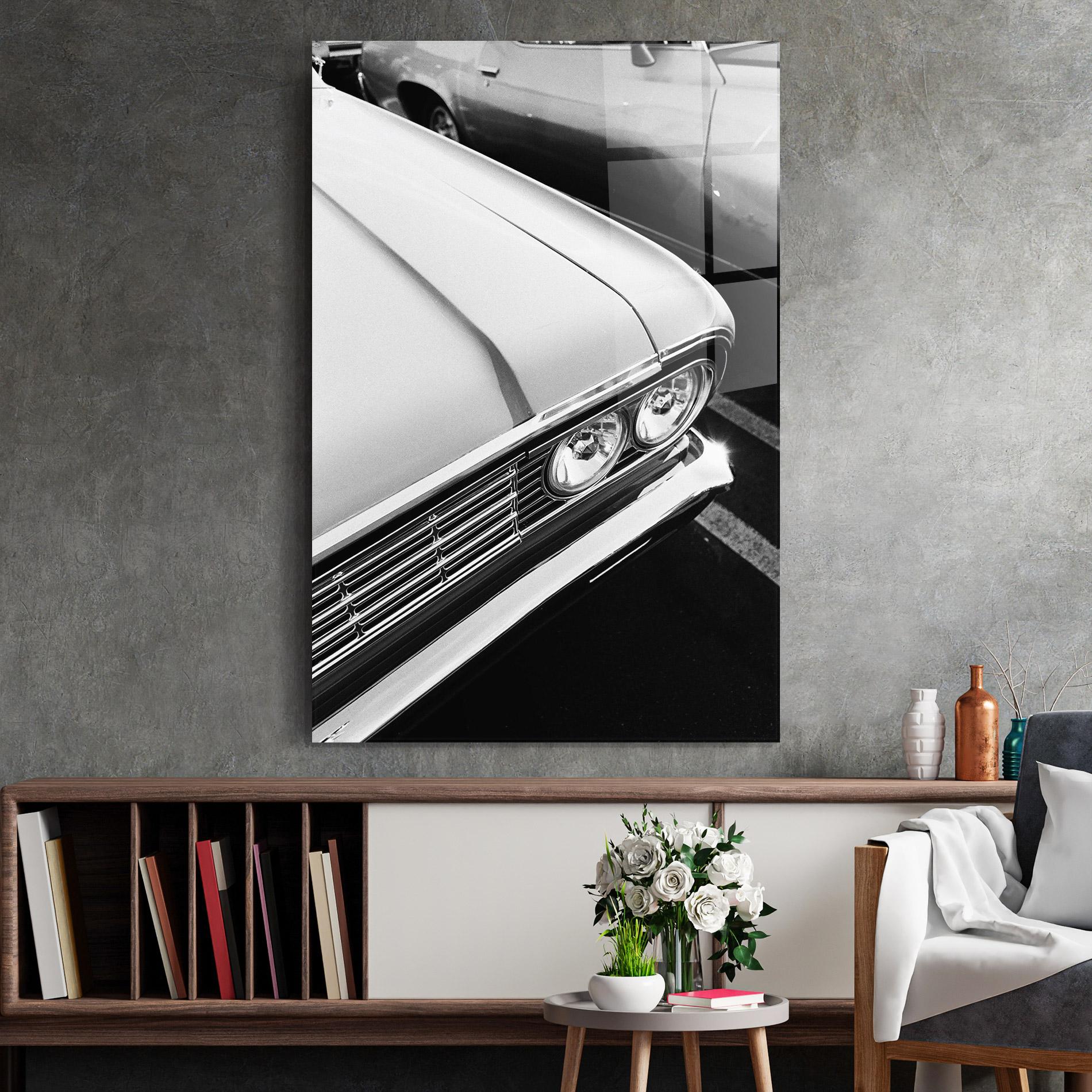 Glasbild Grey Vintage Car mockup 2