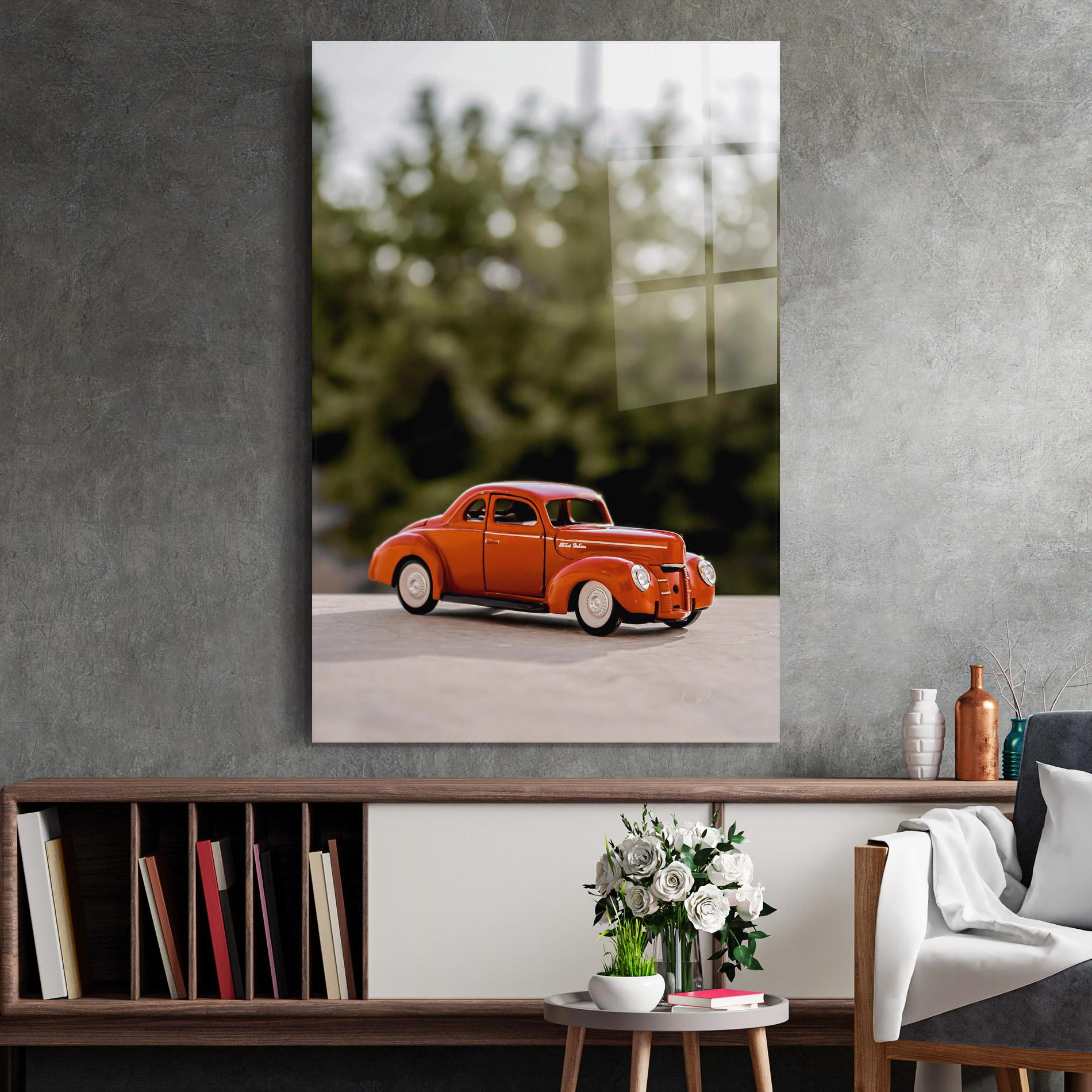 Glasbild Vintage Orange Toy mockup 2