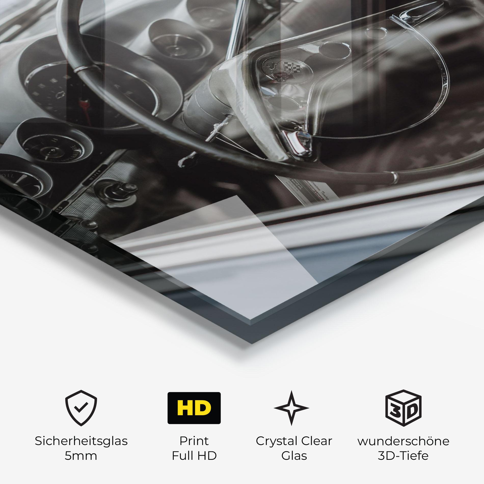Glasbild Black Steering Wheel mockup 3
