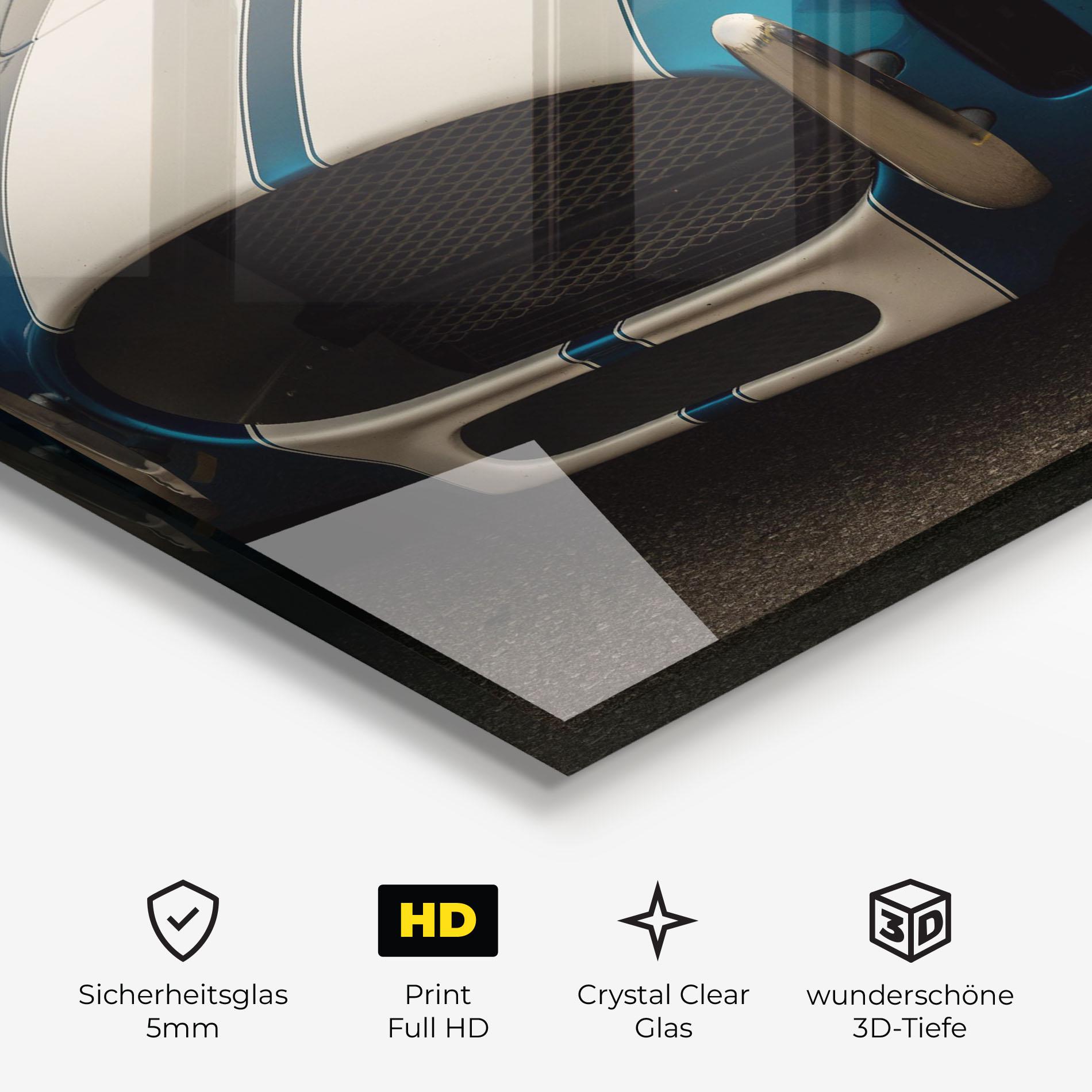 Glasbild Blue Vintage Car mockup 3