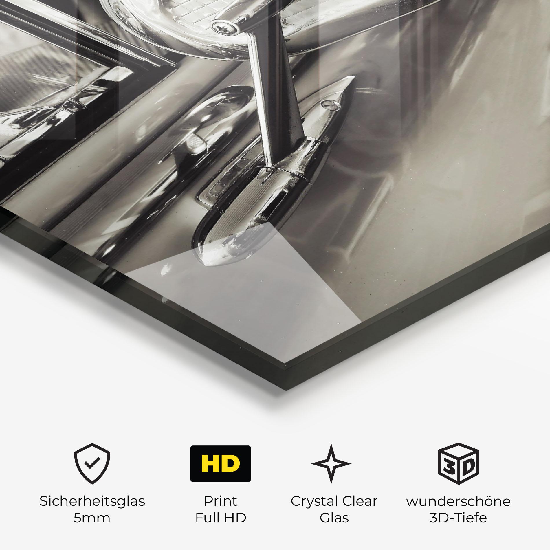 Glasbild Close Up Grey Car mockup 3