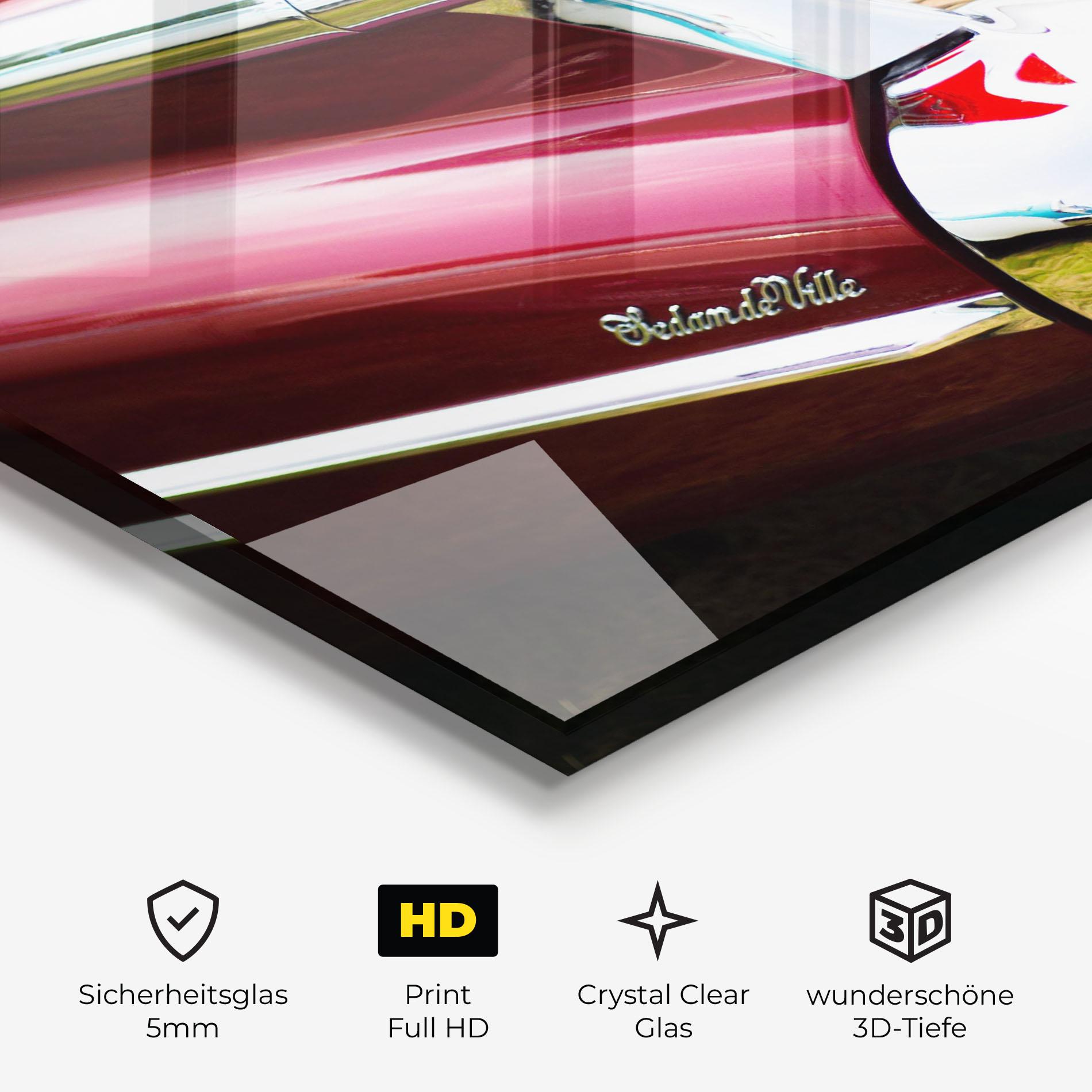 Glasbild Closeup Car Red mockup 3