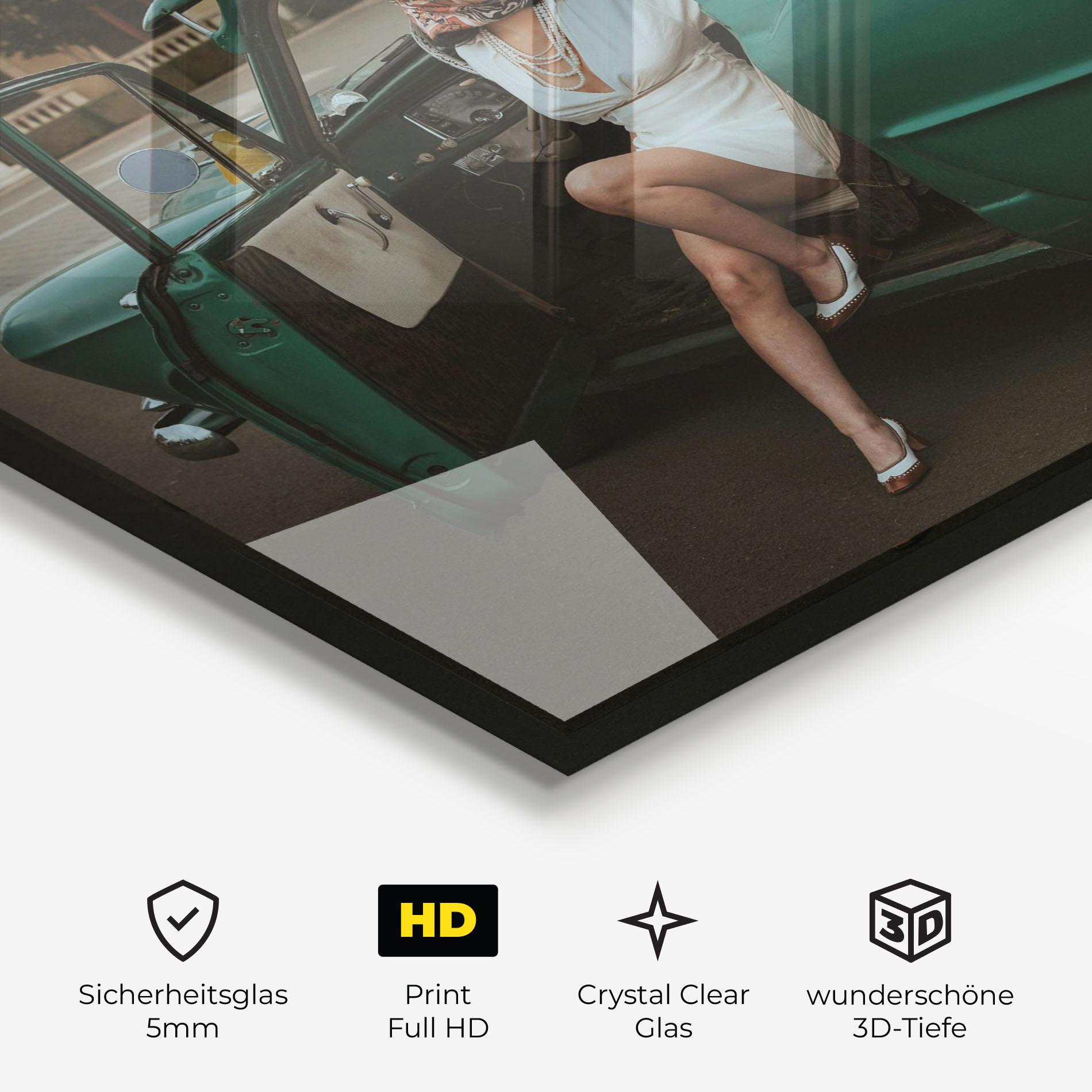 Glasbild Lady Vintage Cat mockup 3