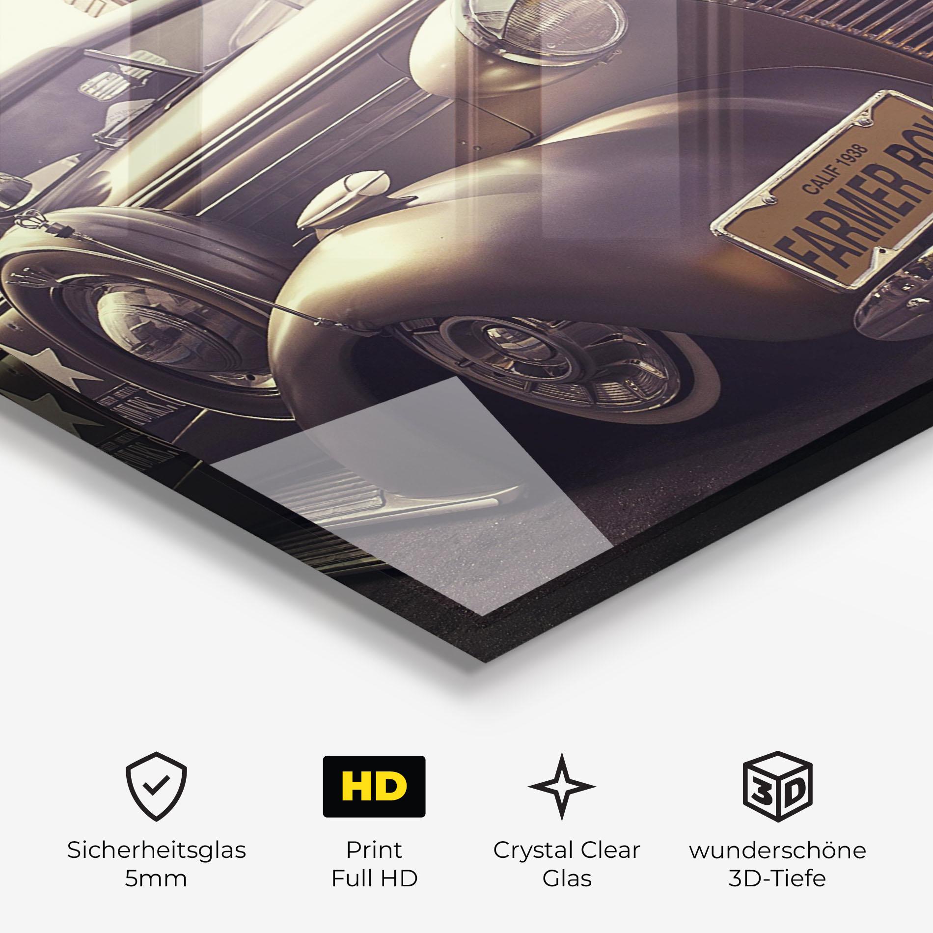 Glasbild Old Classic Car mockup 3